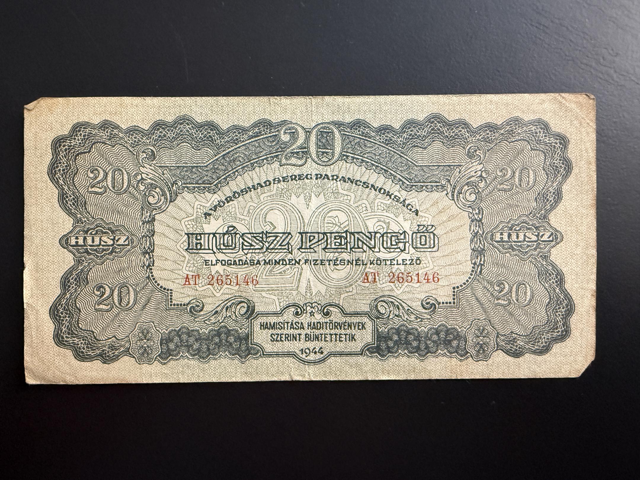  20 Pengő Vöröshadsereg (1944) VF Adamo P45