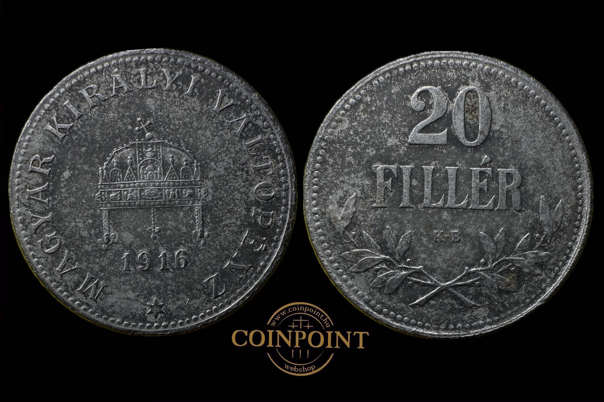  Magyar Királyi Váltópénz 20 fillér (1916)  Adamo K4.1 