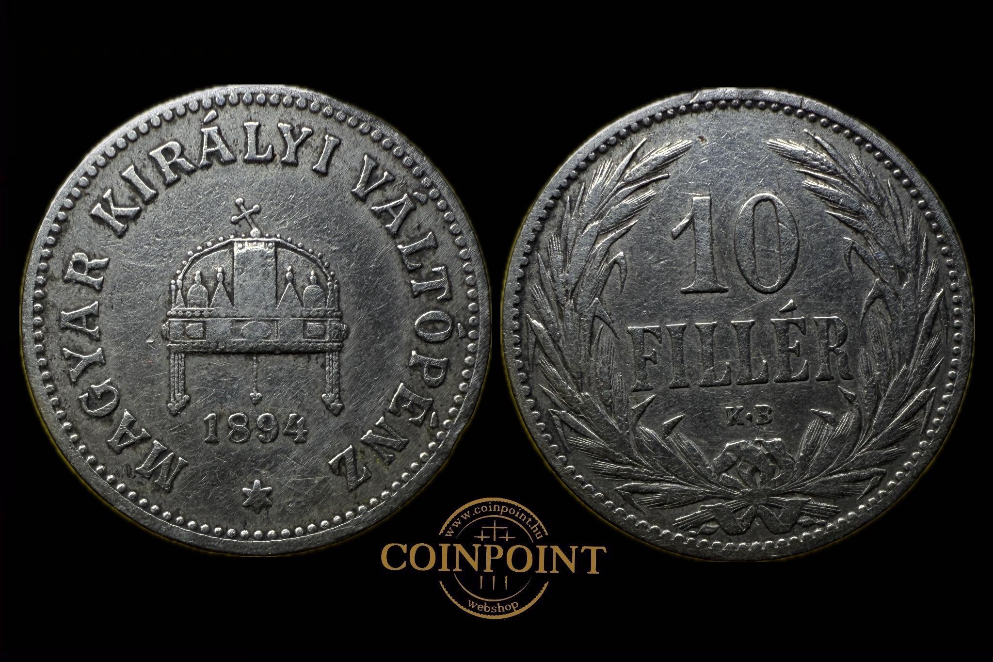   Magyar Királyi Váltópénz (1894) 10 fillér Adamo K3 