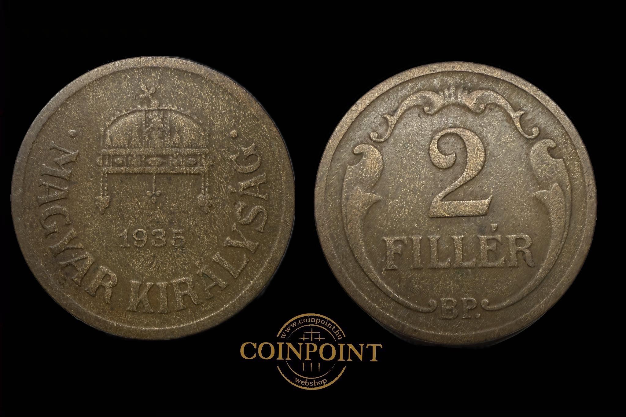  Magyar Királyság 2 Fillér 1935 BP Adamo P2  