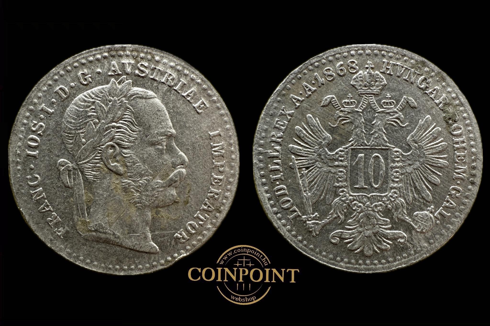  Ferenc József 10 Krajcár (1868) KM2206 