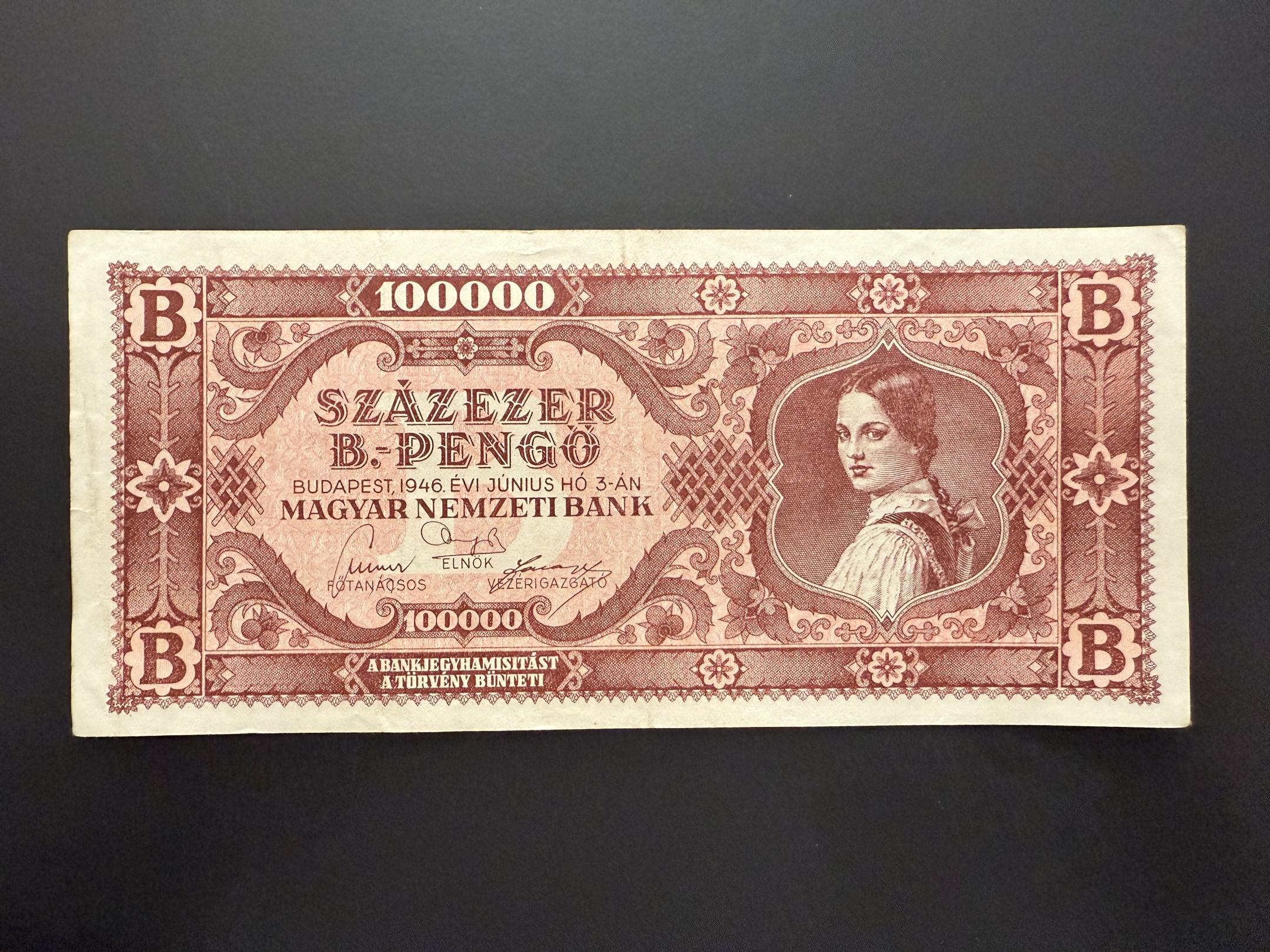 Százezer B.-Pengő 1946 Adamo P36 EF