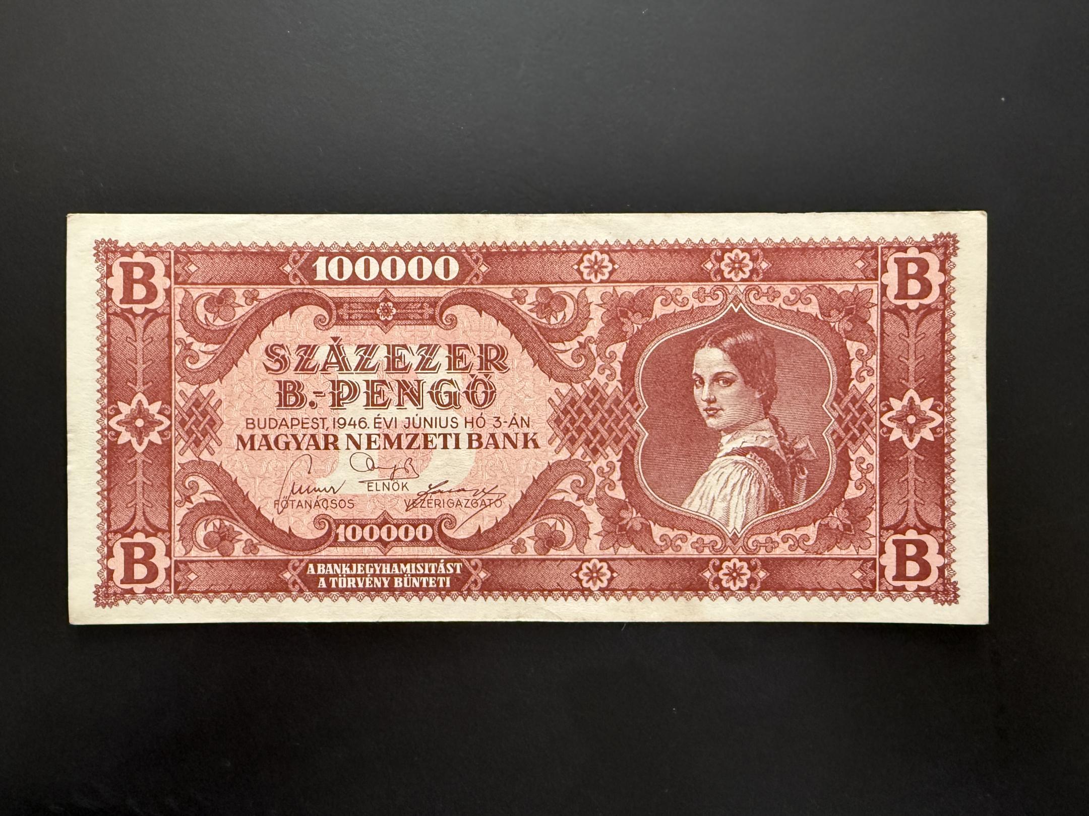Százezer B.-Pengő 1946 Adamo P36 EF