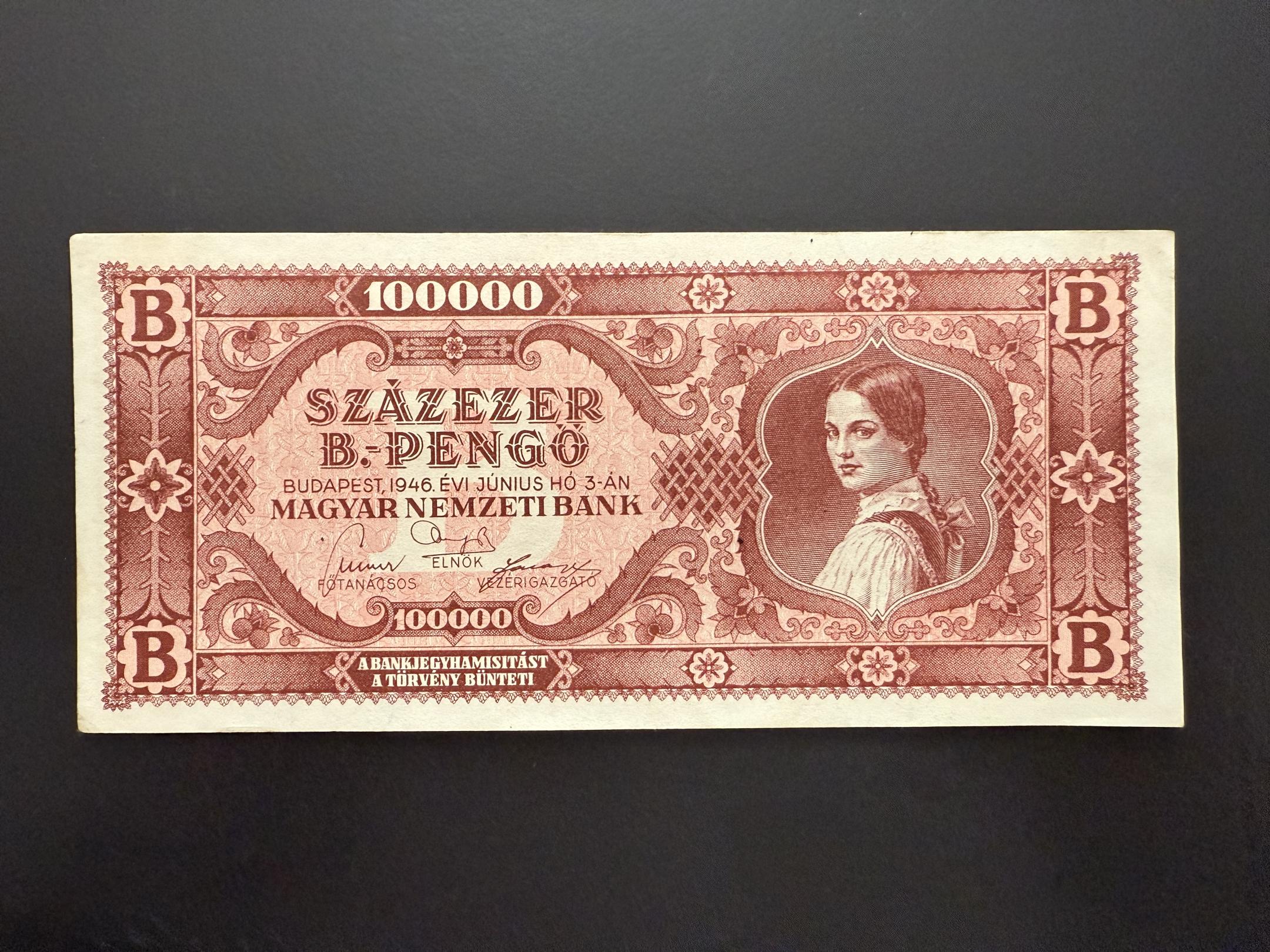 Százezer B.-Pengő 1946 Adamo P36 EF