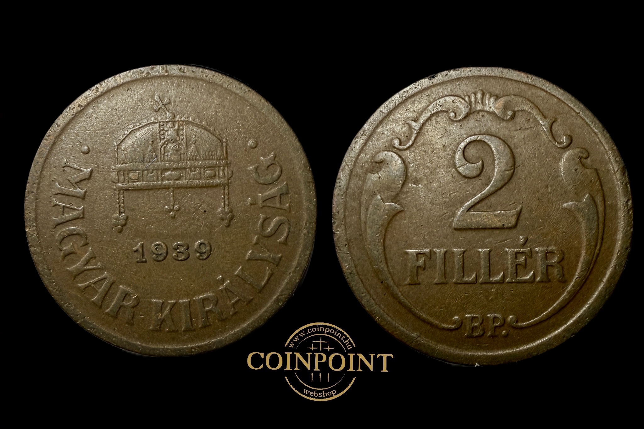Magyar Királyság 2 Fillér 1939 BP Adamo P2
