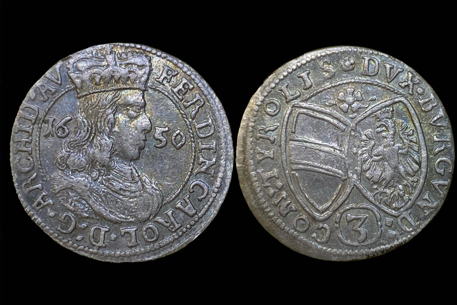  III. Ferdinánd Károly (1650) 3 krajcár Tyrol 