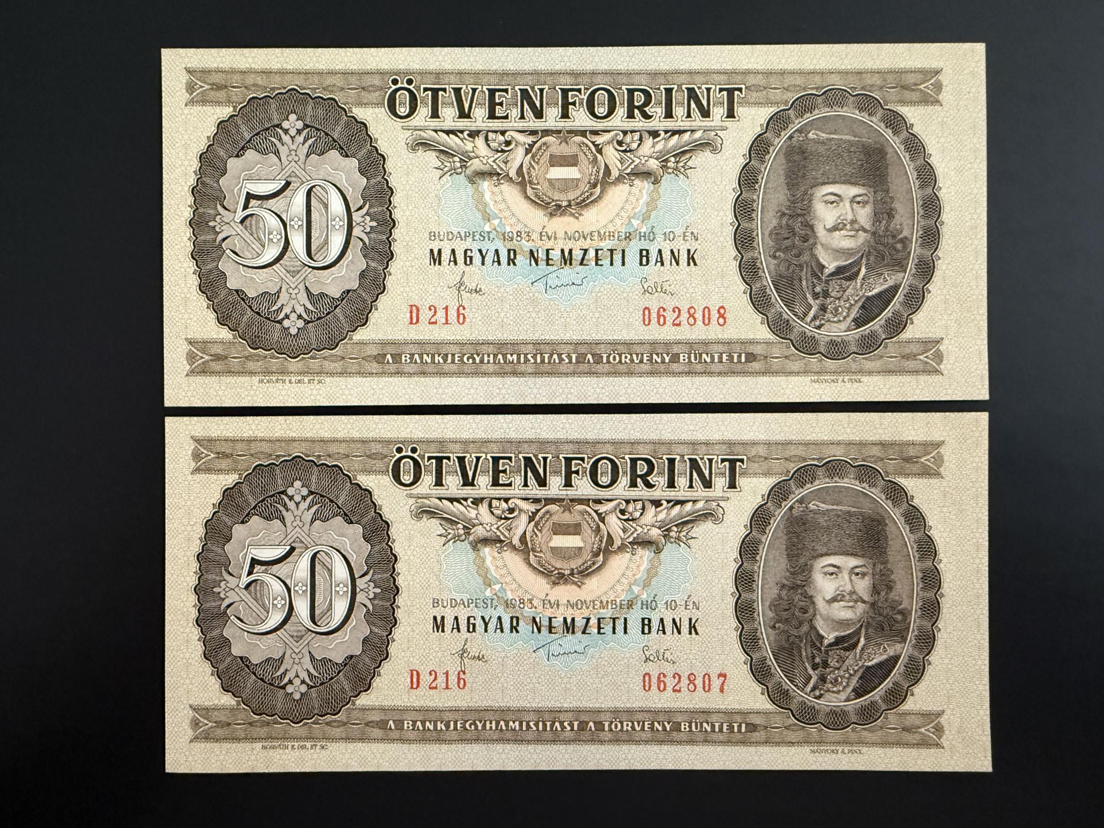50 Forint (1983) D Adamo F23 UNC sorszámkövető 2 db