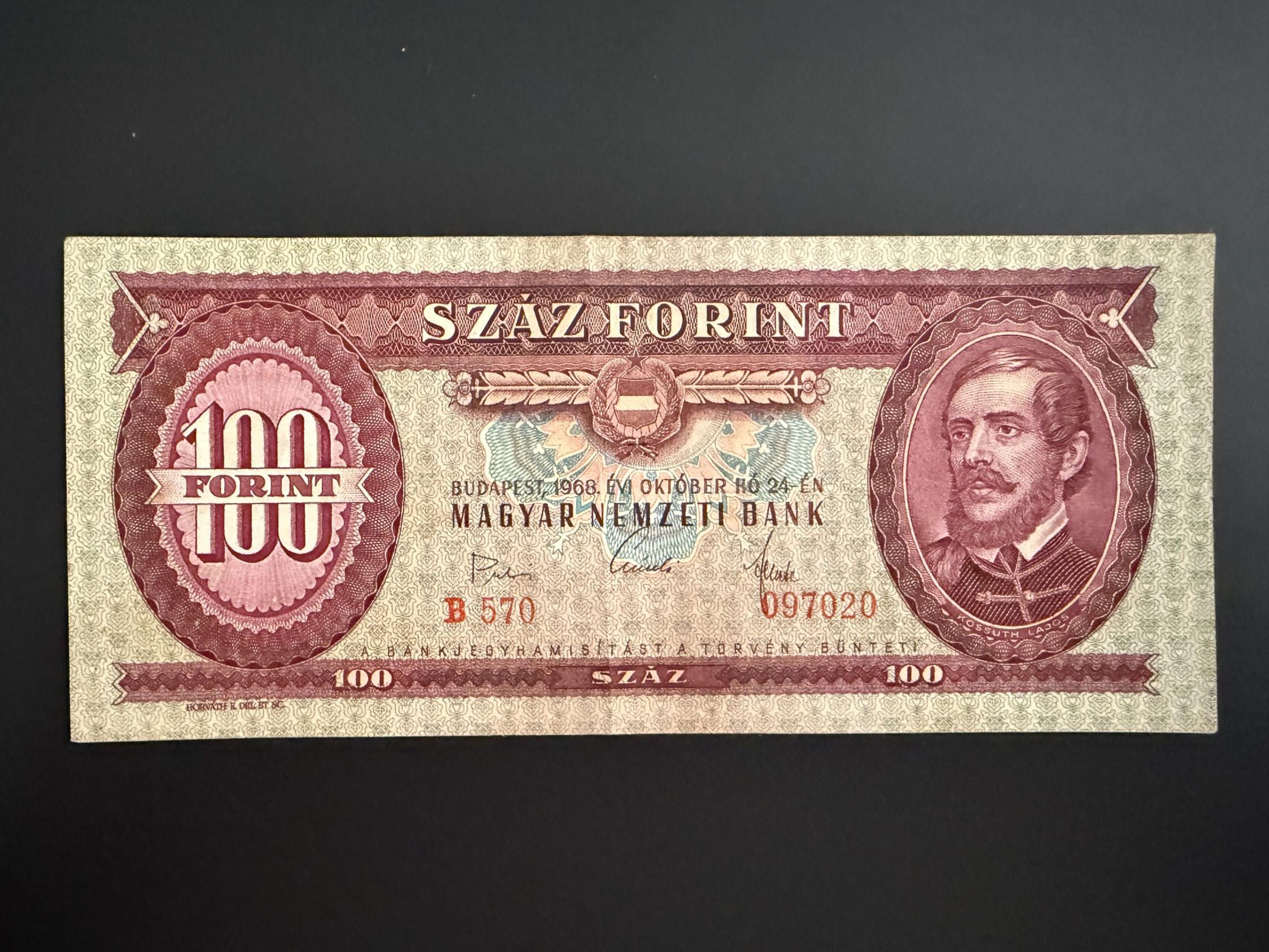 100 Forint 1968 B Adamo F32 VF