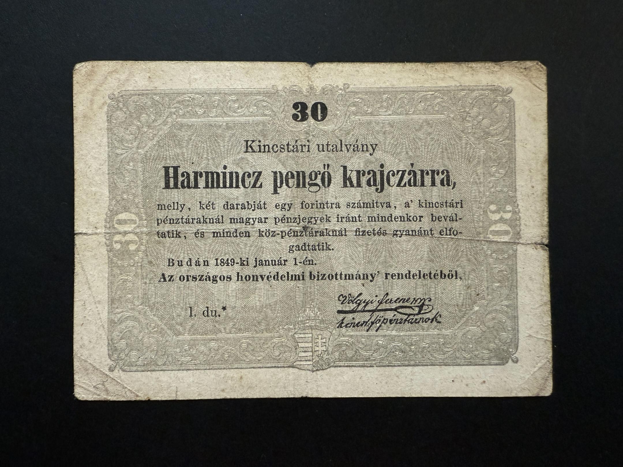 Szabadságharc 30 Krajcár (1849.jan.1.) Adamo G103 F