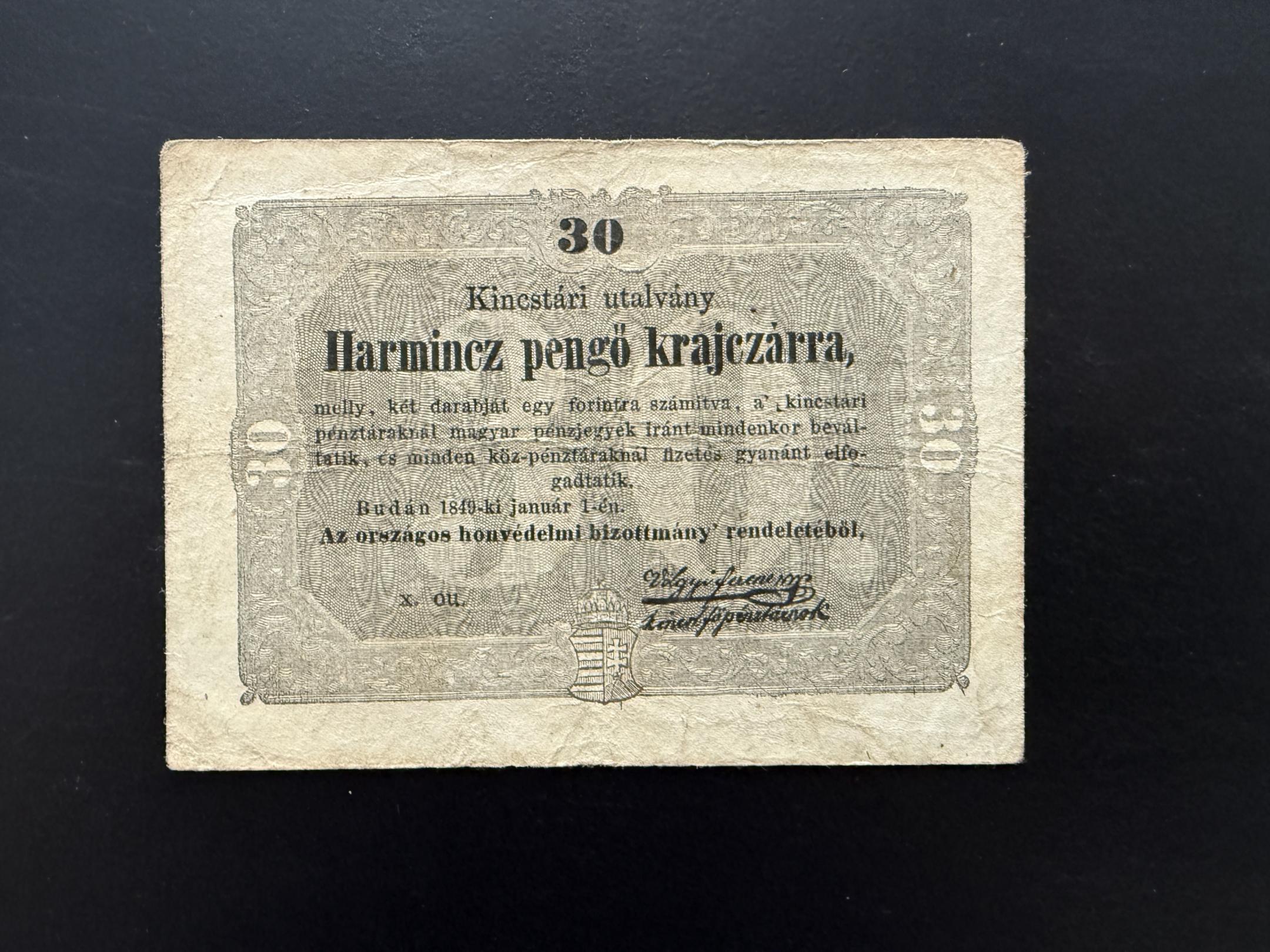 Szabadságharc 30 Krajcár (1849.jan.1.) Adamo G103 F