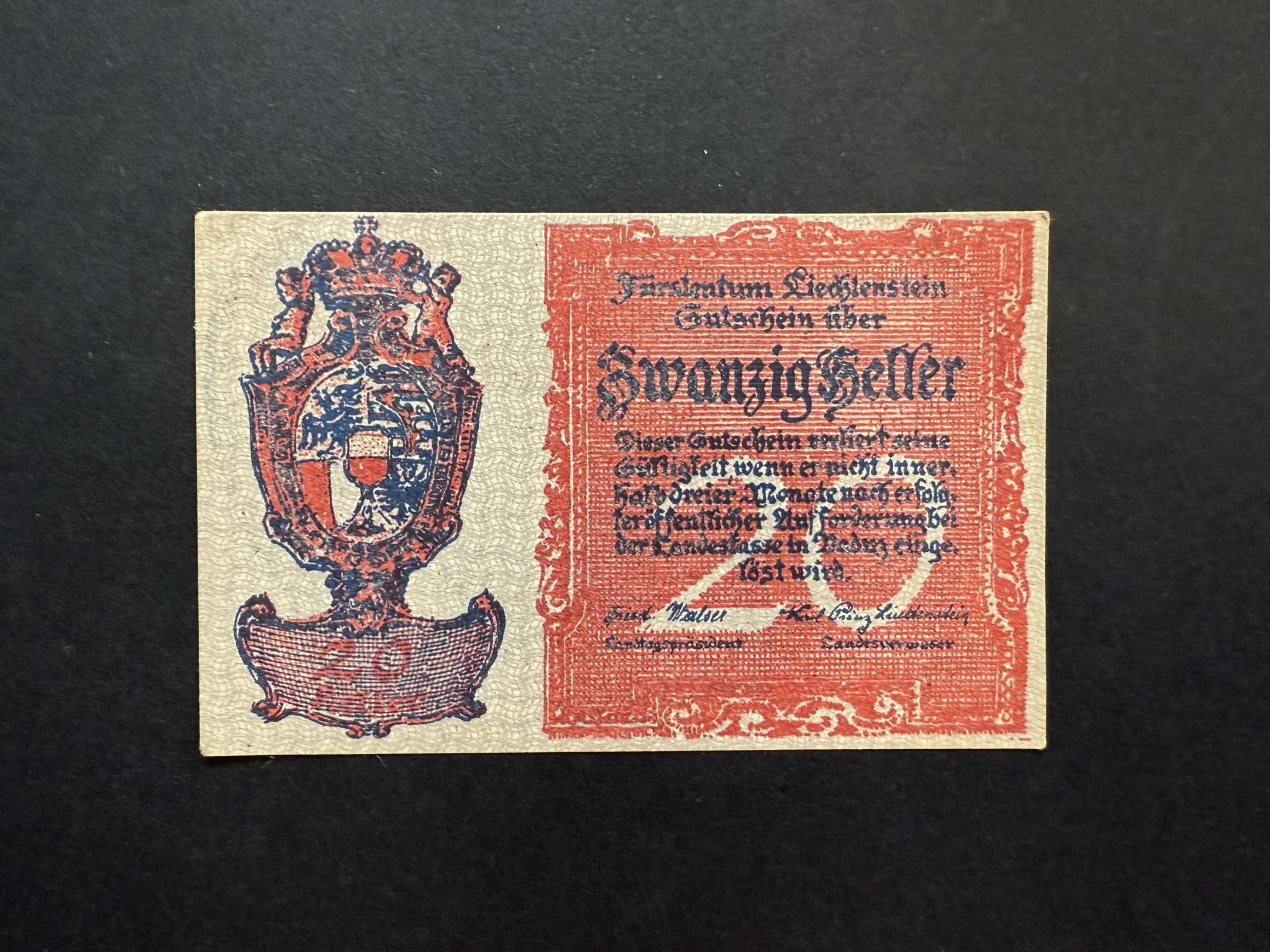  20 Heller Liechtenstein aUNC 
