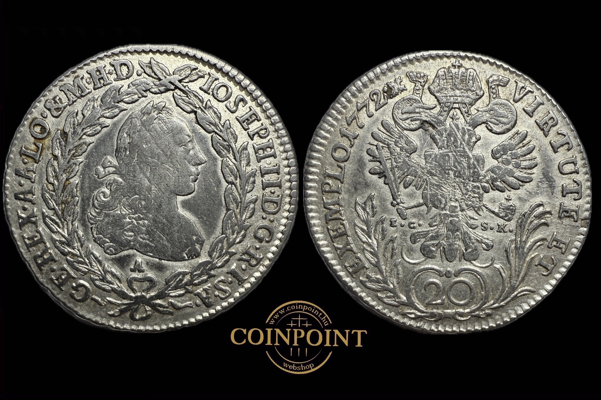 II.József 20 Krajcár (1772) I.C.S.K A Bécs