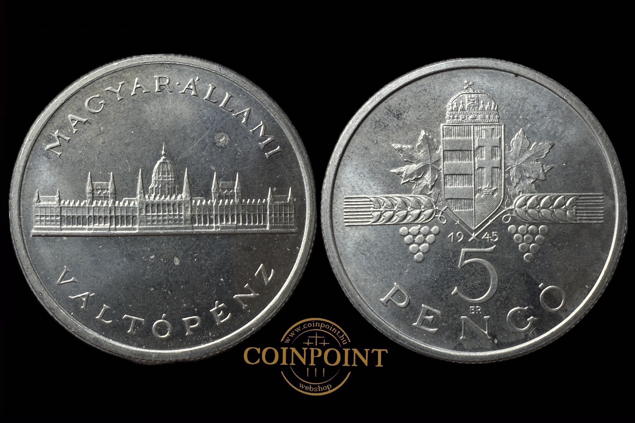 Magyar Állami Válópénz 5 Pengő 1945 UNC