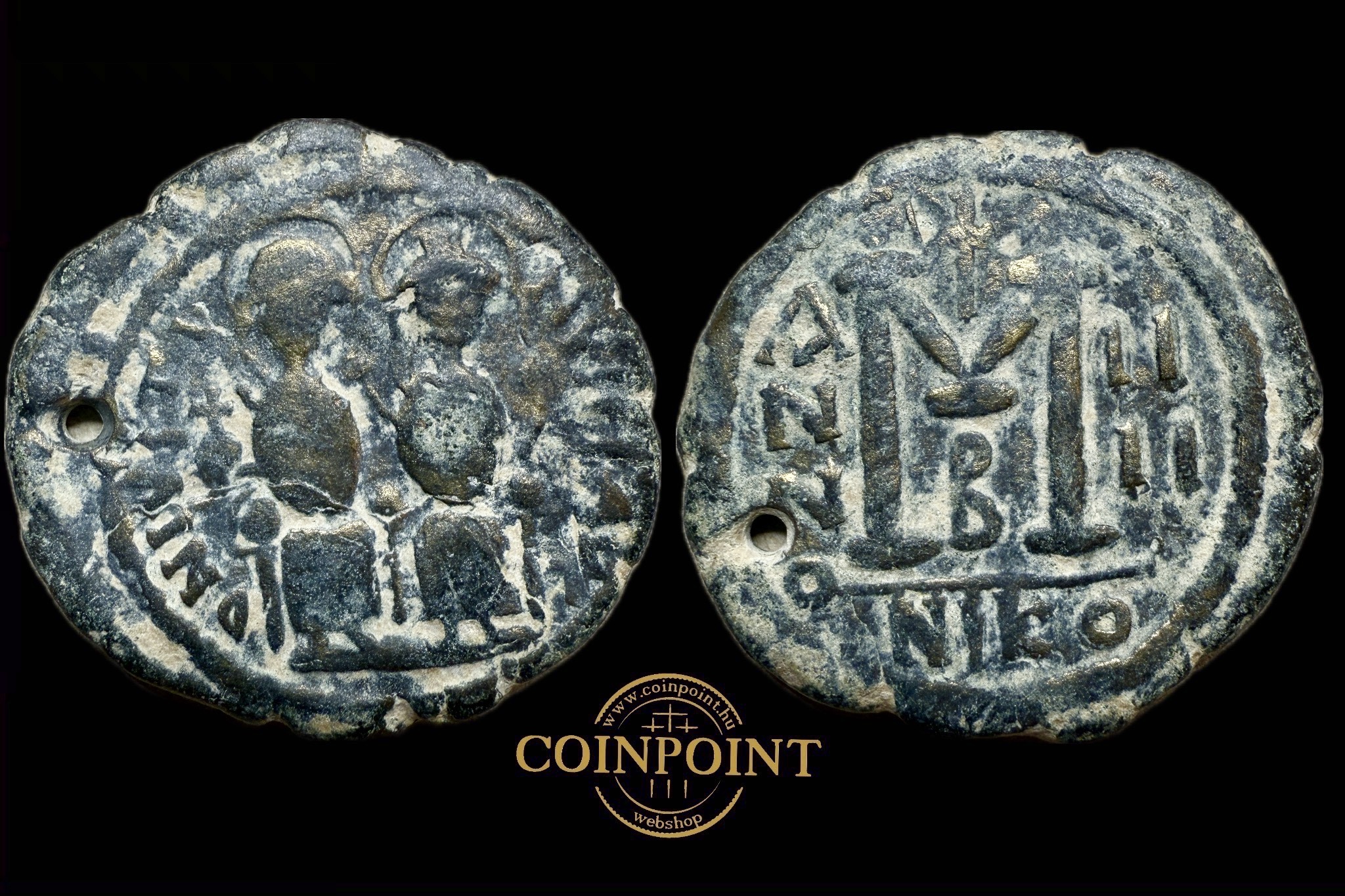 II.Justin (565-578) Nikomedia Follis (átfurva)