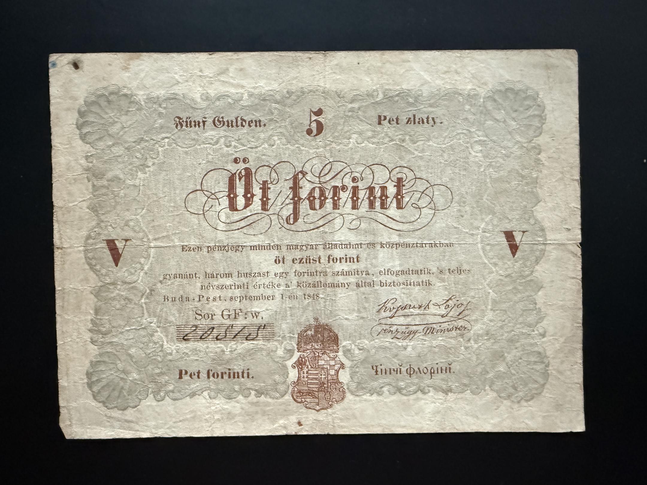 Szabadságharc 5 Forint (1849) Adamo G 109A, F