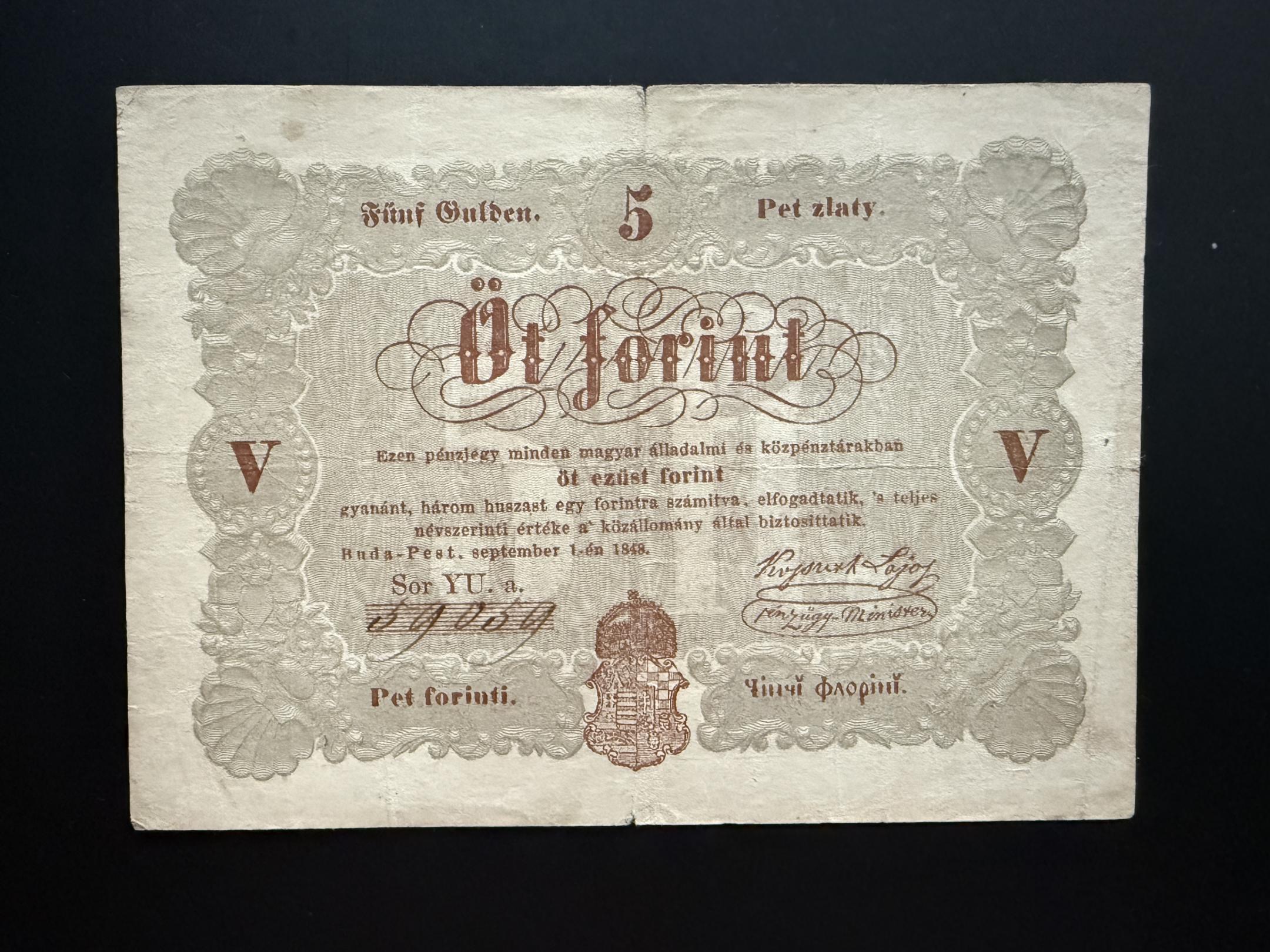 Szabadságharc 5 Forint (1849) Adamo G 109A, VF