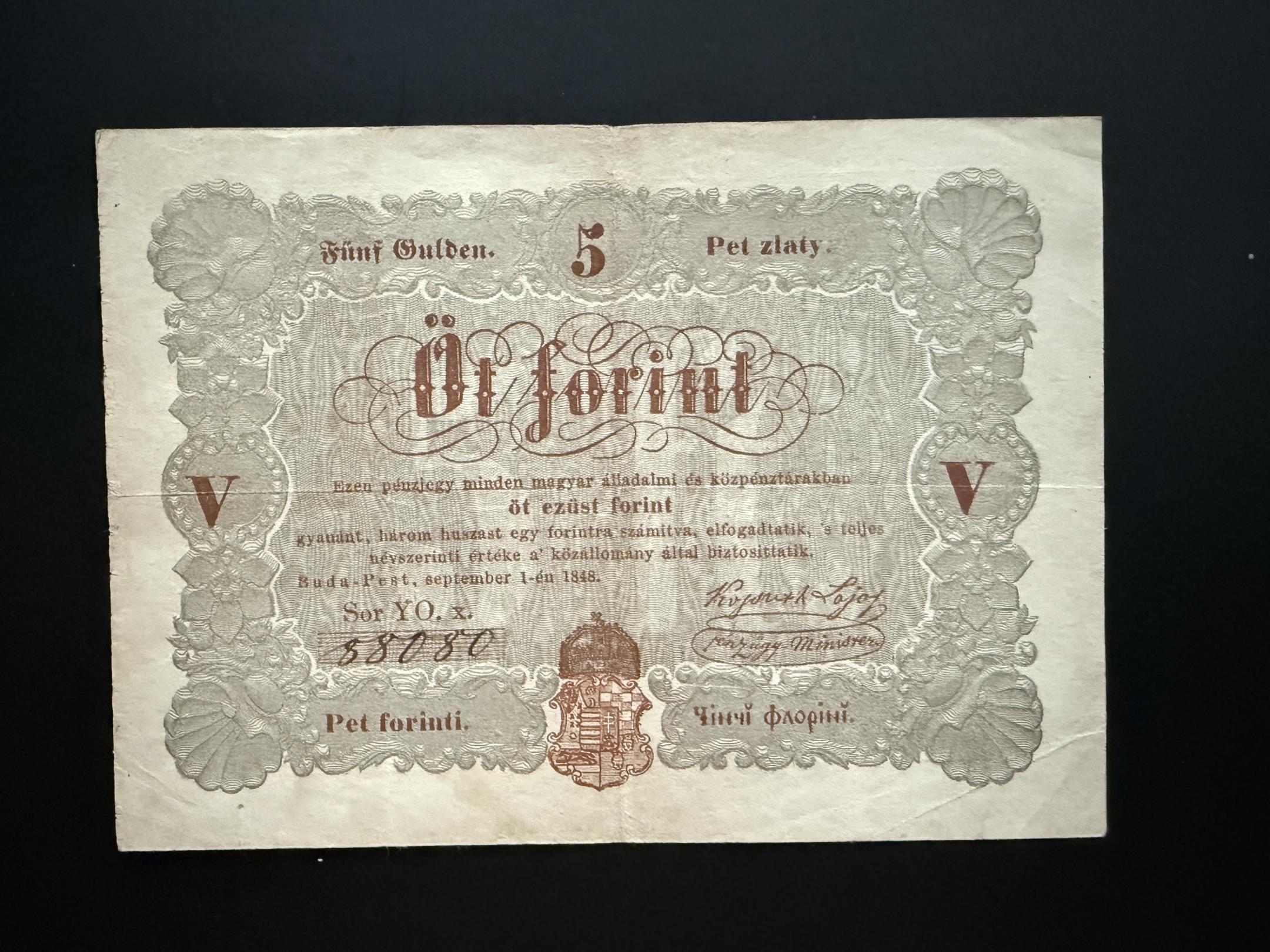 Szabadságharc 5 Forint (1849) Adamo G 109A, VF