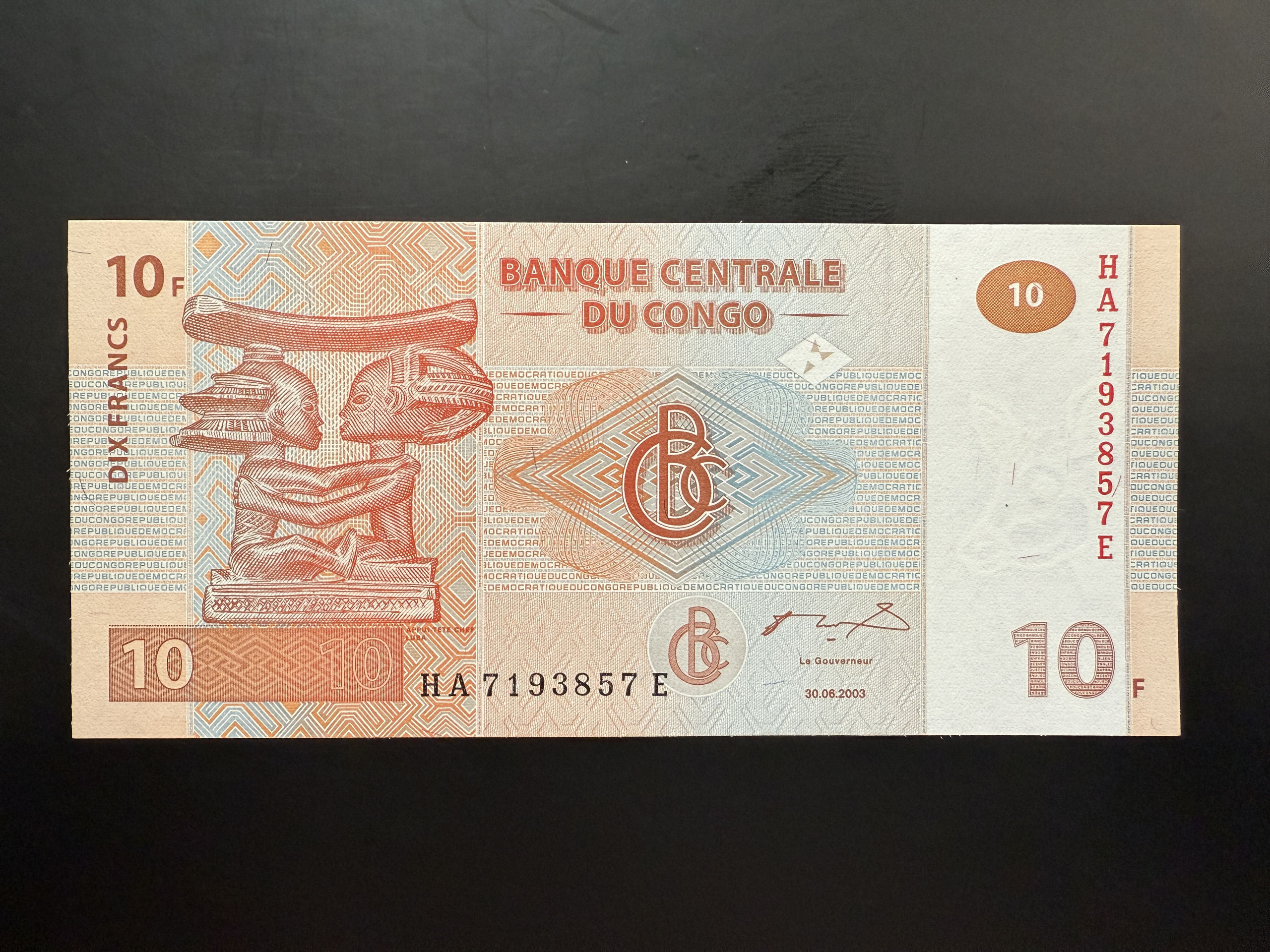 CONGO DEM. REP. 10 Francs 30.6.2003 (P.93a) UNC