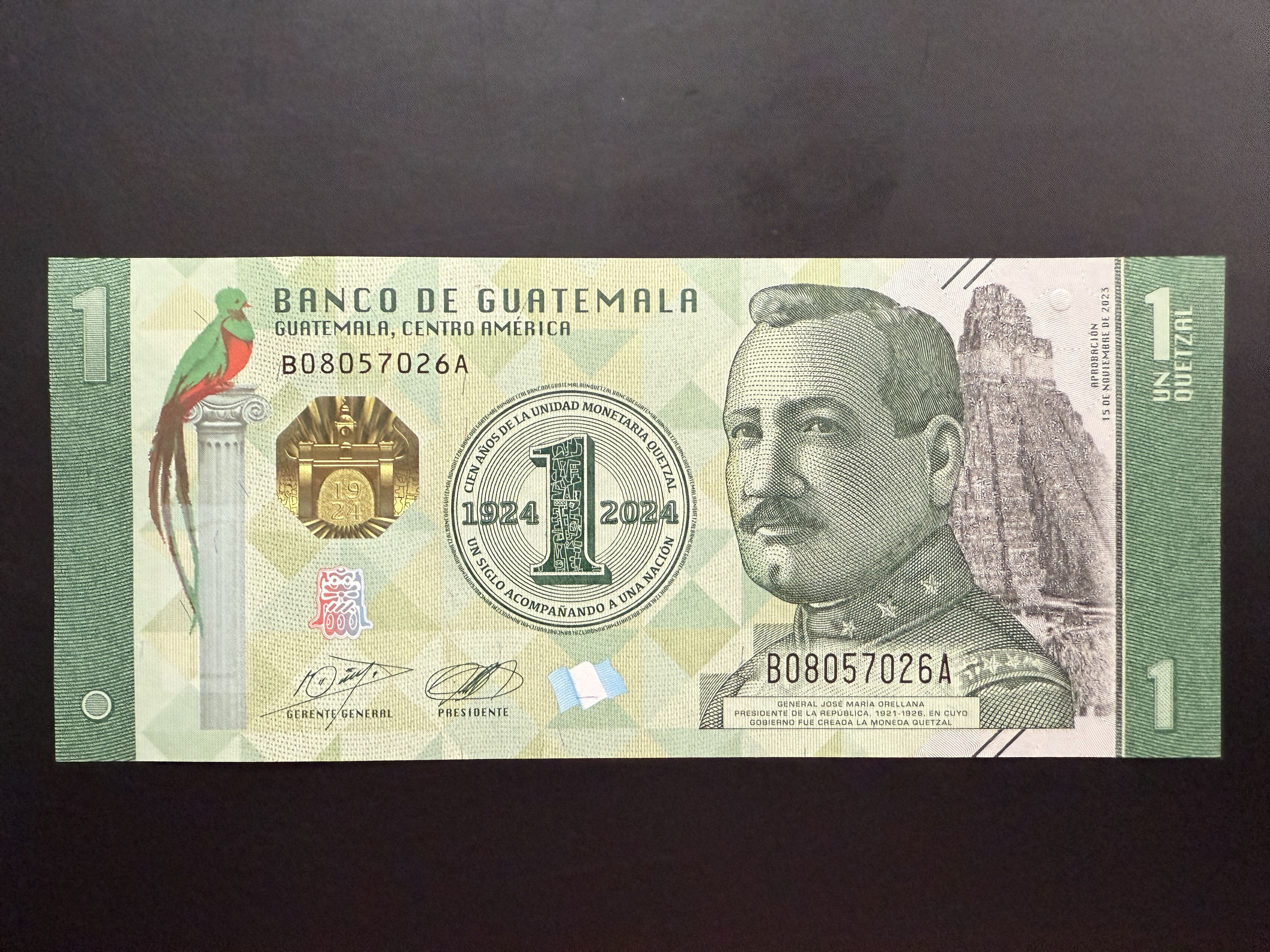 GUATEMALA 1 Quetzal 2024 (P.129) UNC - A Quetzal pénz centenáriuma (1924-2024)