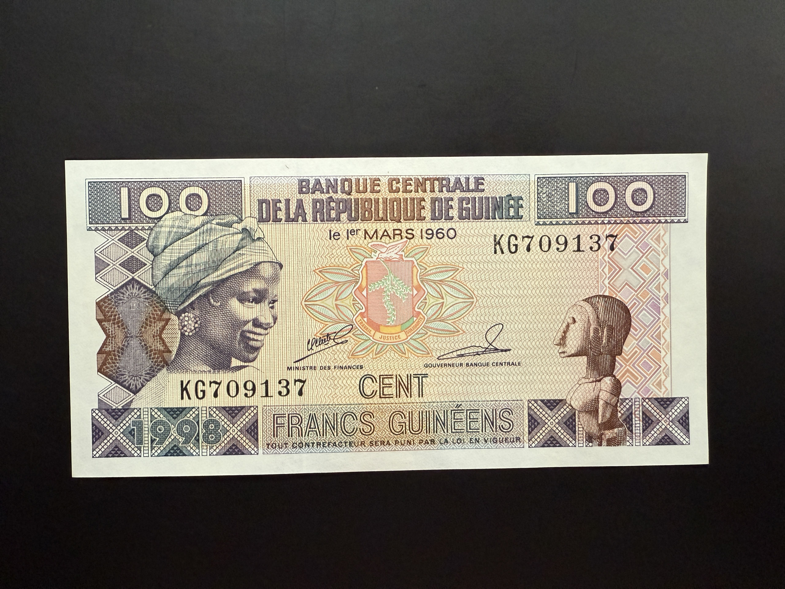 GUINEA 100 Francs 1998 (P.35) UNC