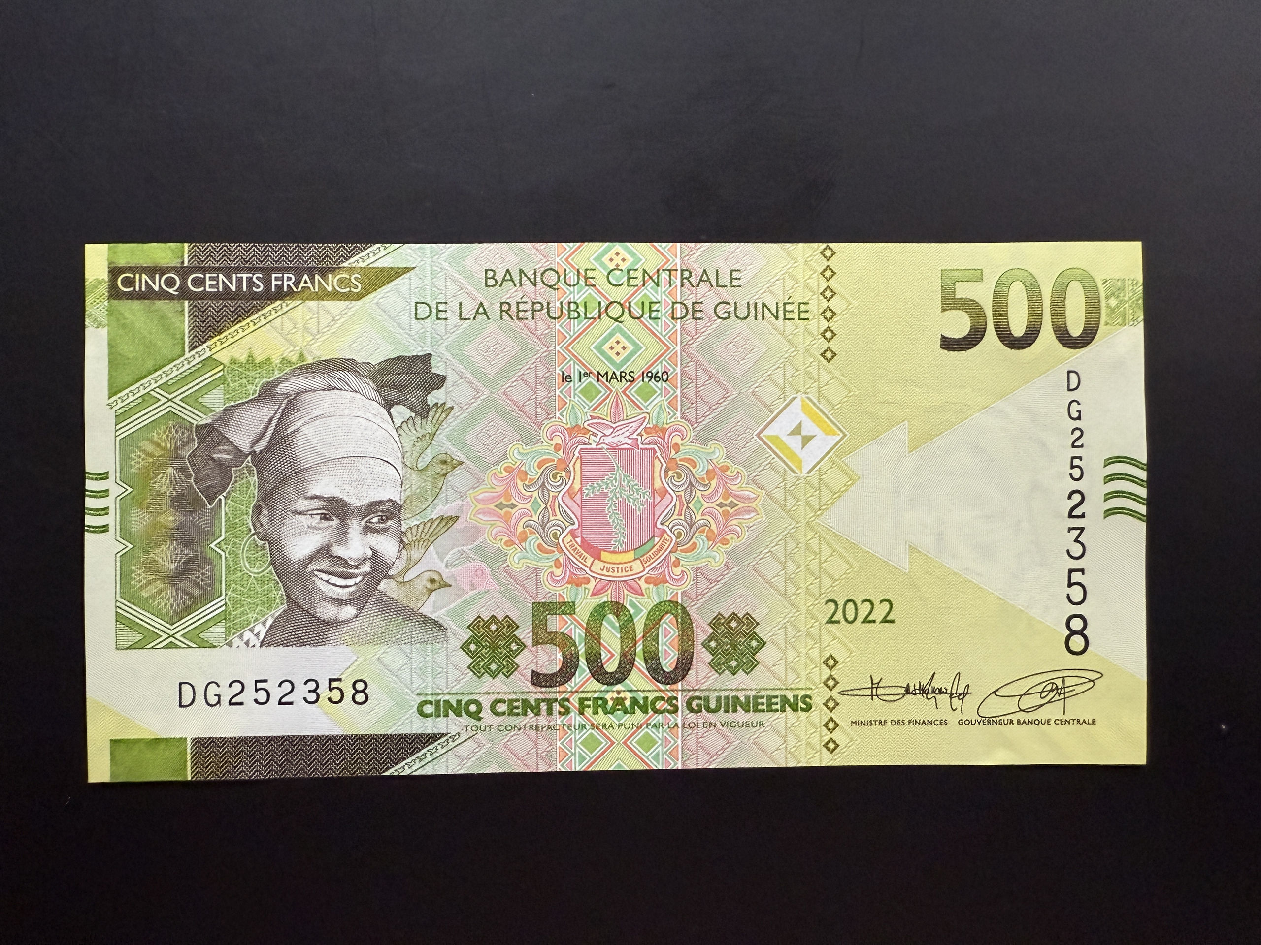 GUINEA 500 Francs 2022 (P.51b) UNC