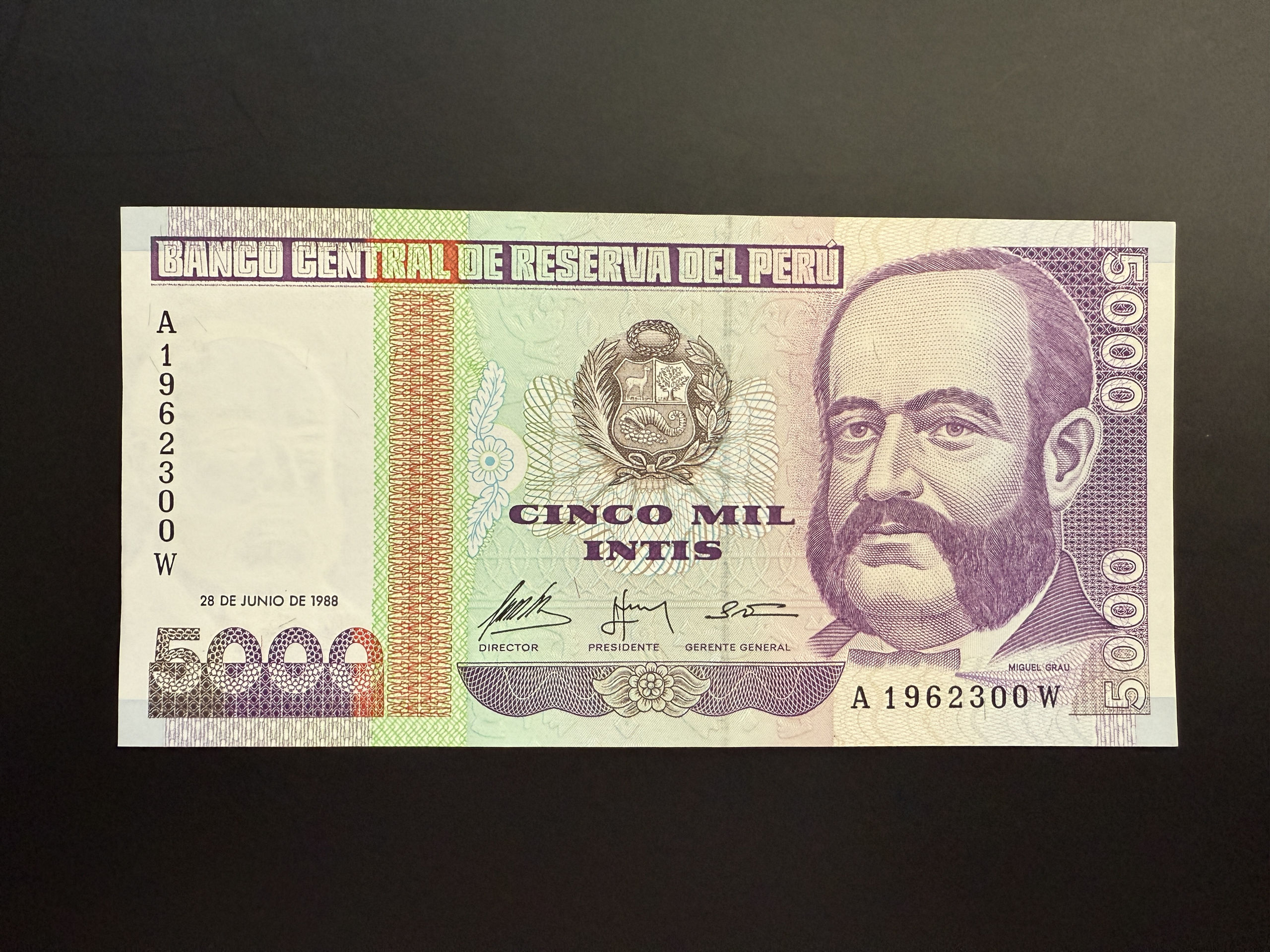 PERU 5000 Intis 28.6.1988 (P.137) UNC