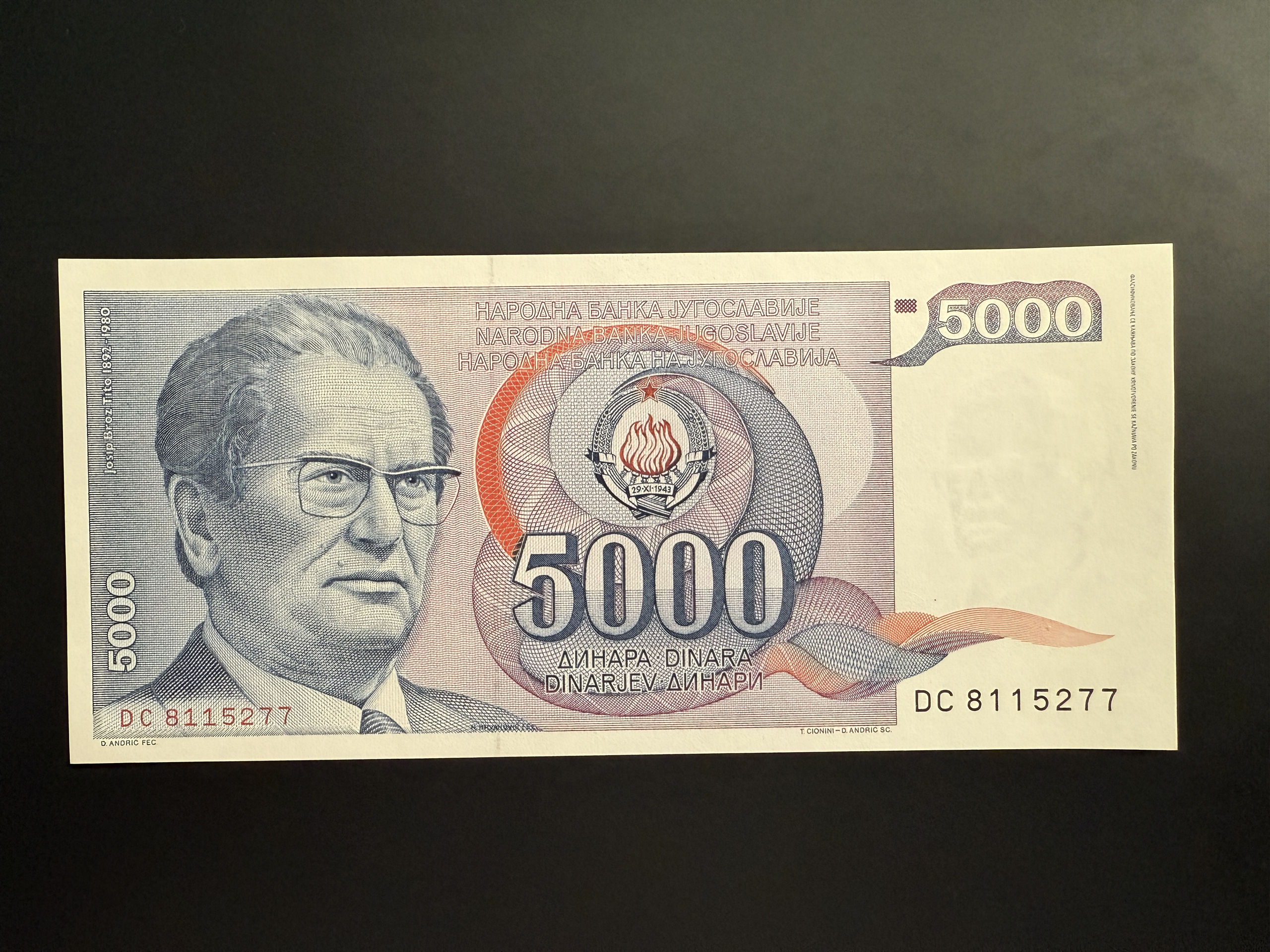 YUGOSLAVIA 5000 Dinara 1.5.1985 (P.93) UNC