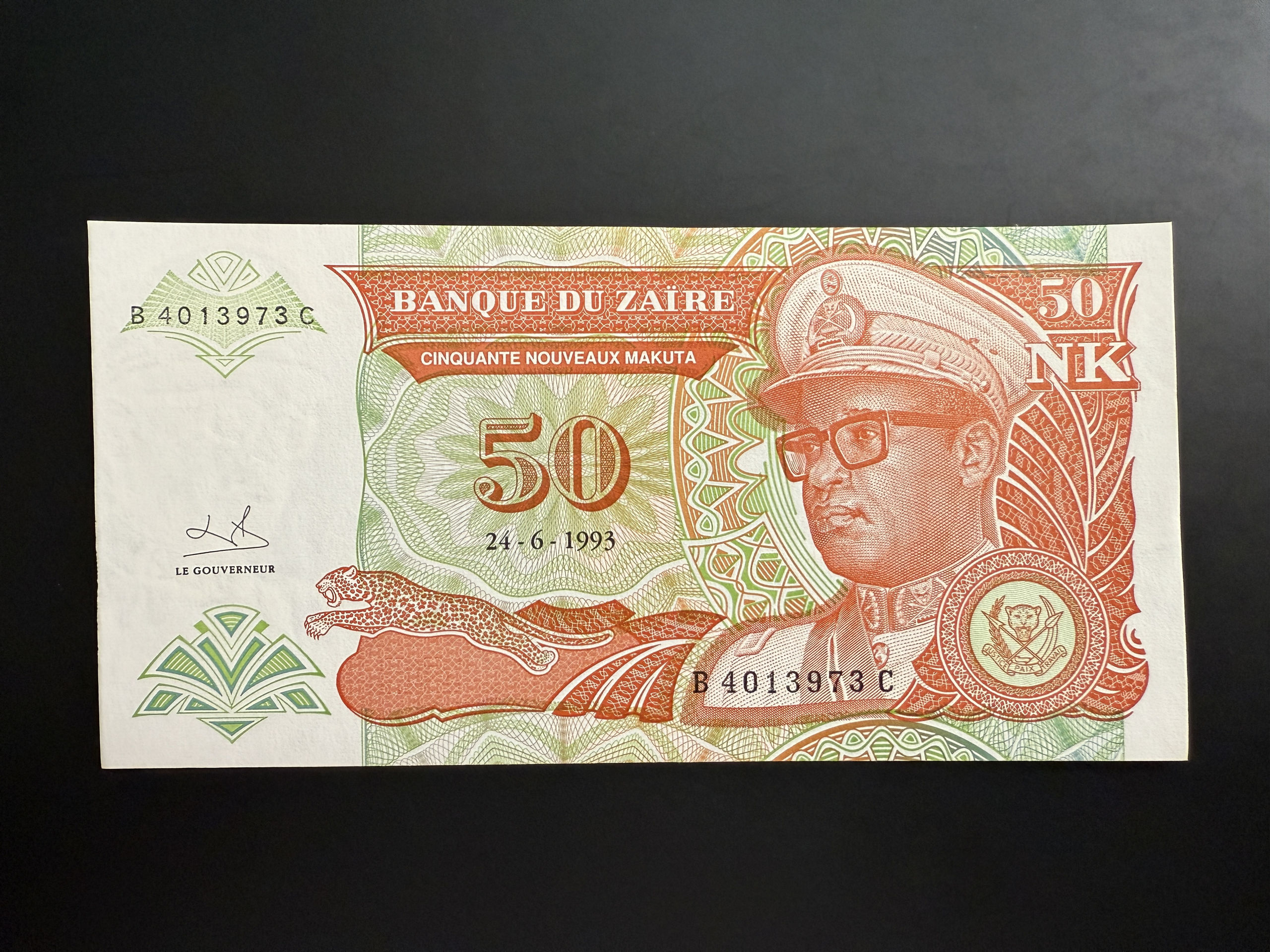 ZAIRE 50 Nouveaux Makuta 24.6.1993 (P.51) UNC