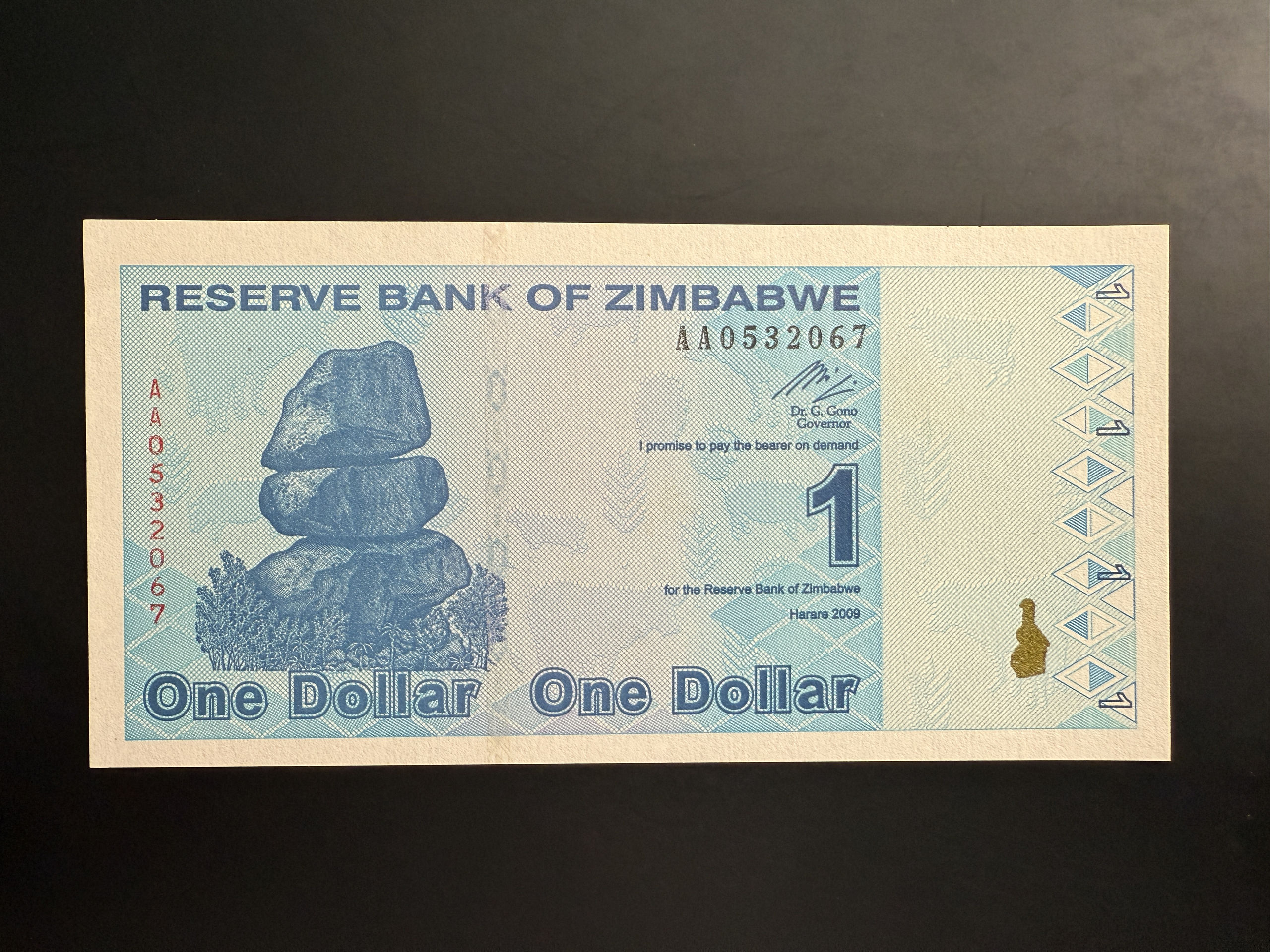 ZIMBABWE 1 Dollar 2009 (P.92) UNC