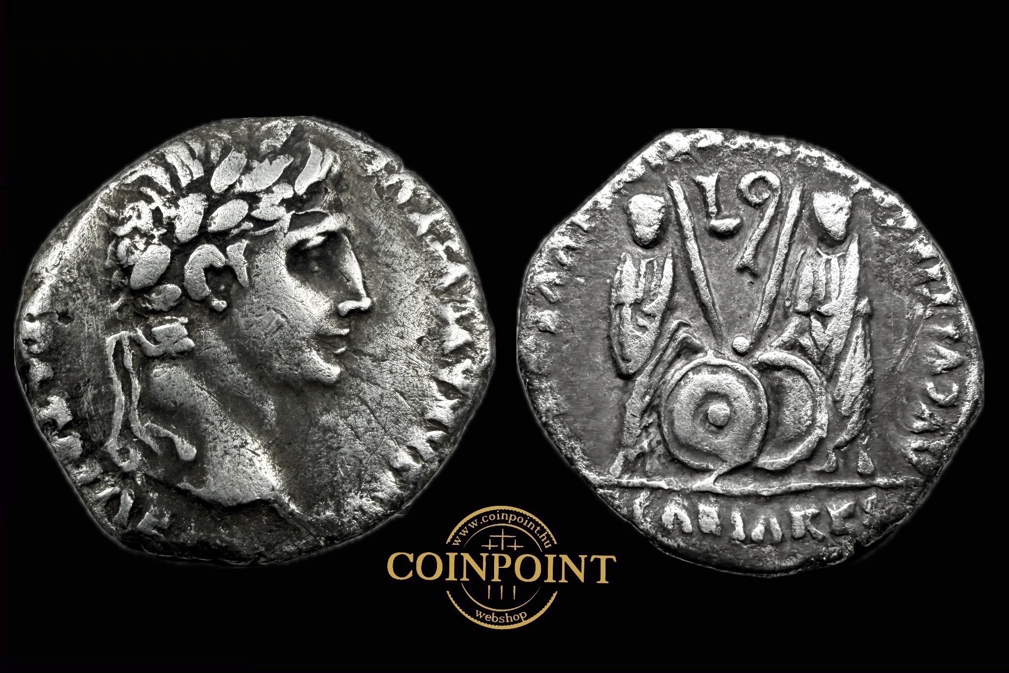 Augustus Dénár (i.e.27-14 ) Lugdunum CAESAR AVGVSTVS - DIVI F PATER PATRIAE, AVGVSTI F COS DESIG PRINC IVVENT RIC 207
