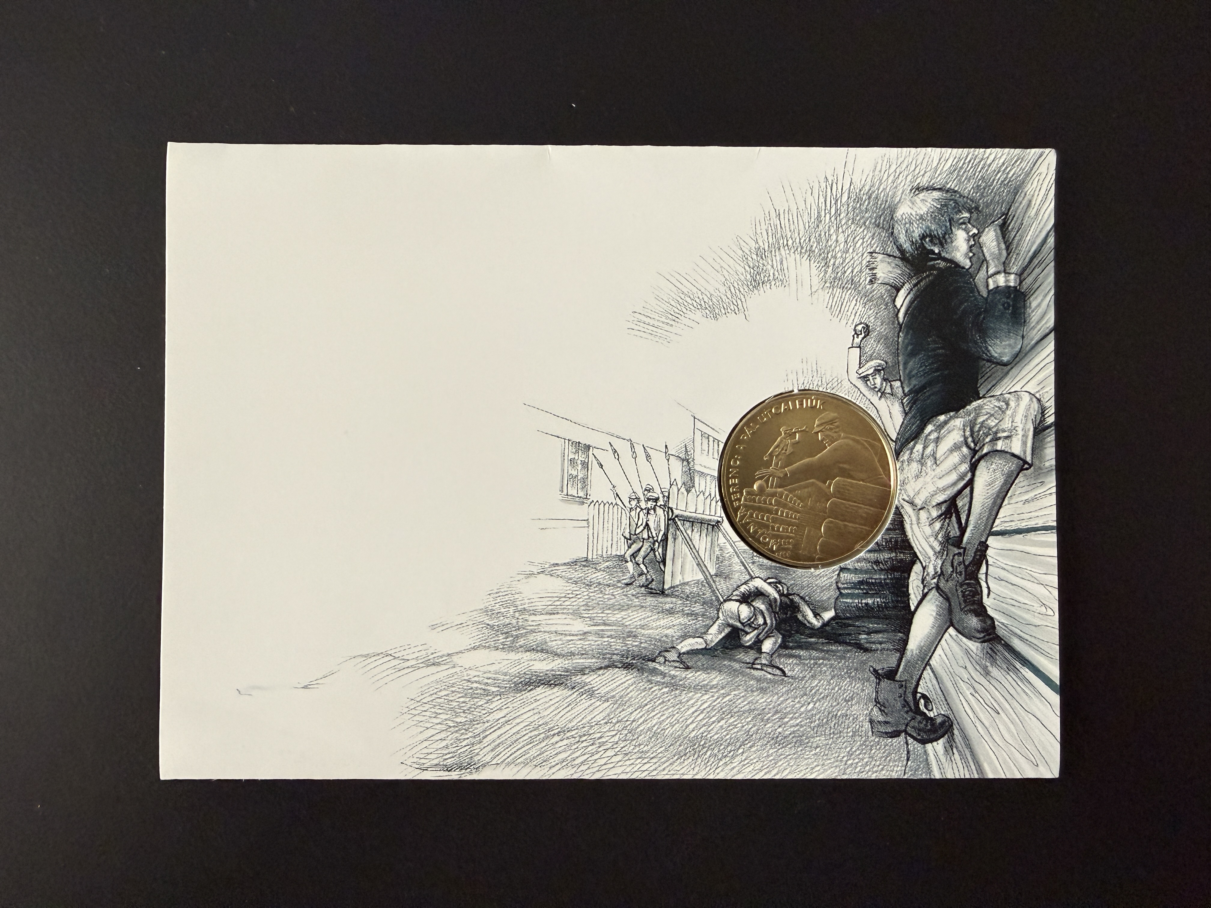 Pál Utcai Fiúk színesfém emlékérme 200 Ft Első napi díszkiadás 2001.