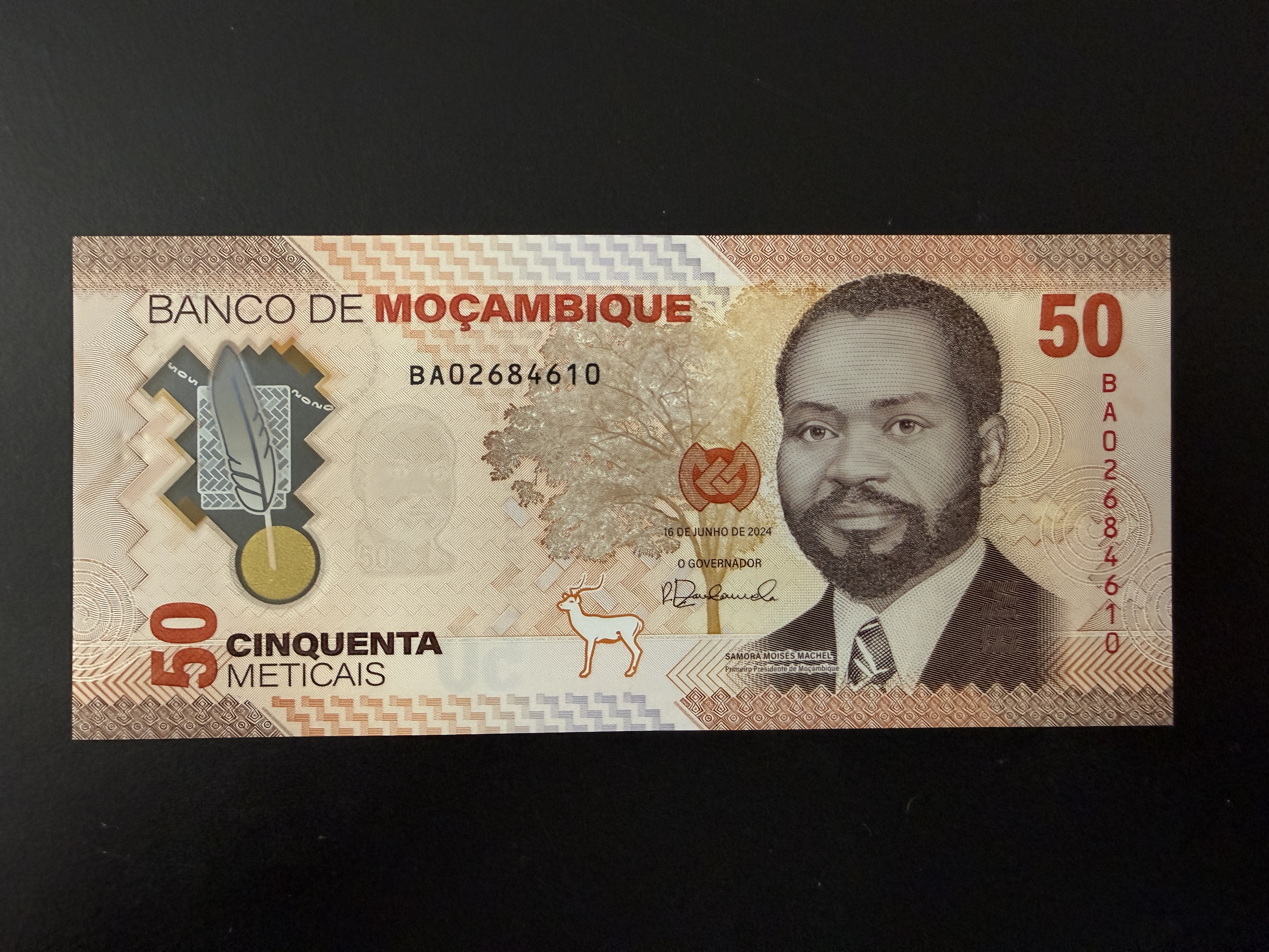 Mozambique 50 Meticais Samora Moíses Machel 2024 (P.156) UNC - Polymer