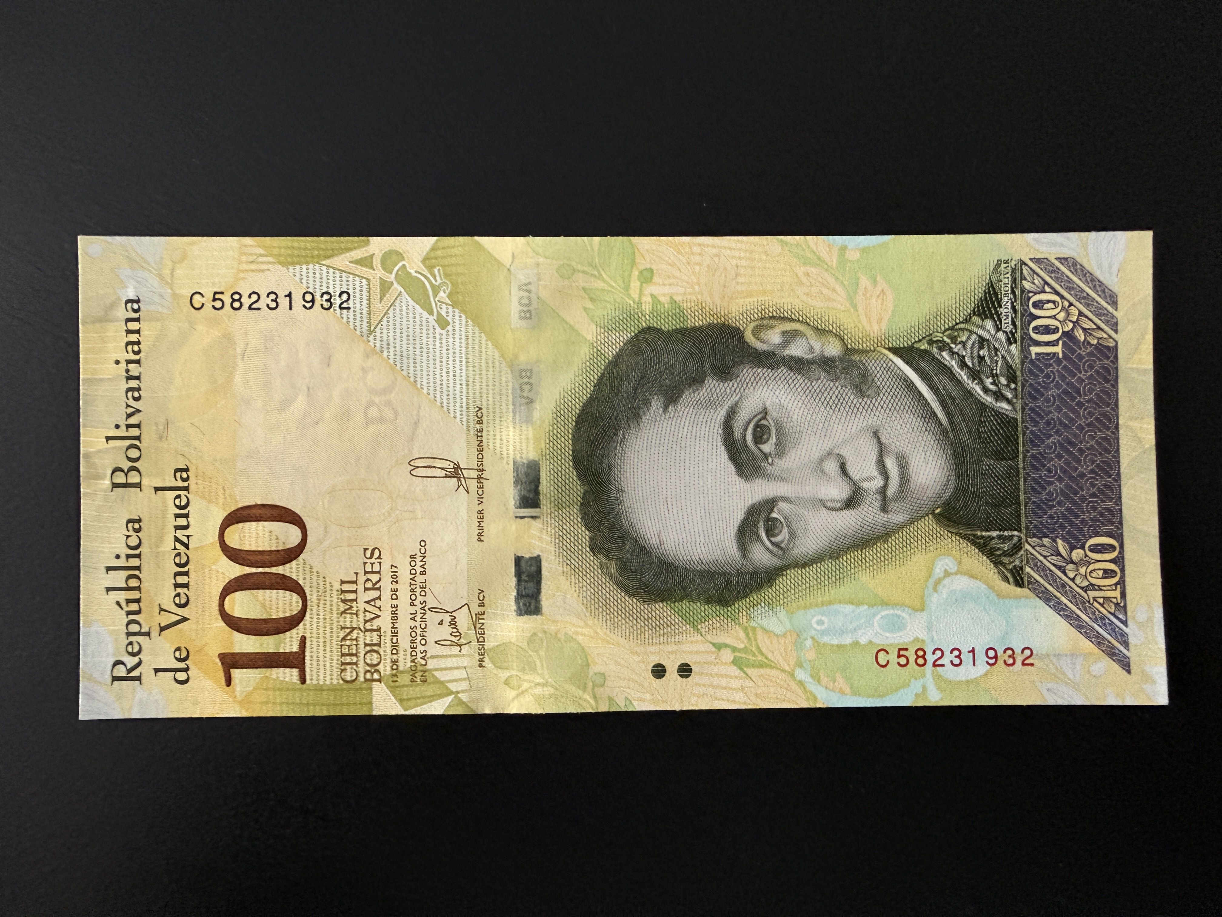 VENEZUELA 100 Mil Bolivares 13.12.2017 (P.100) UNC