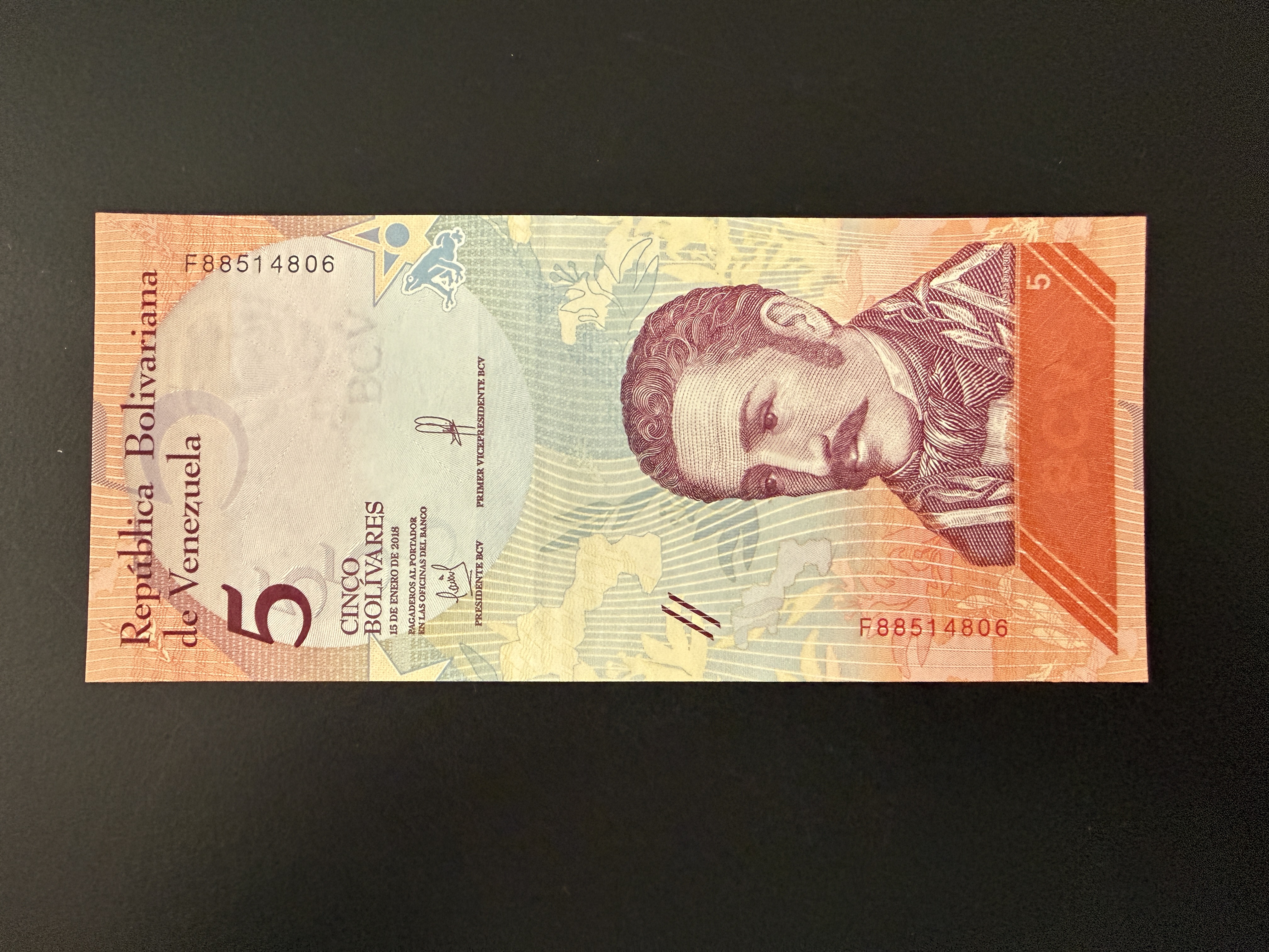 VENEZUELA 5 Bolivares 15.1.2018 (P.102) UNC