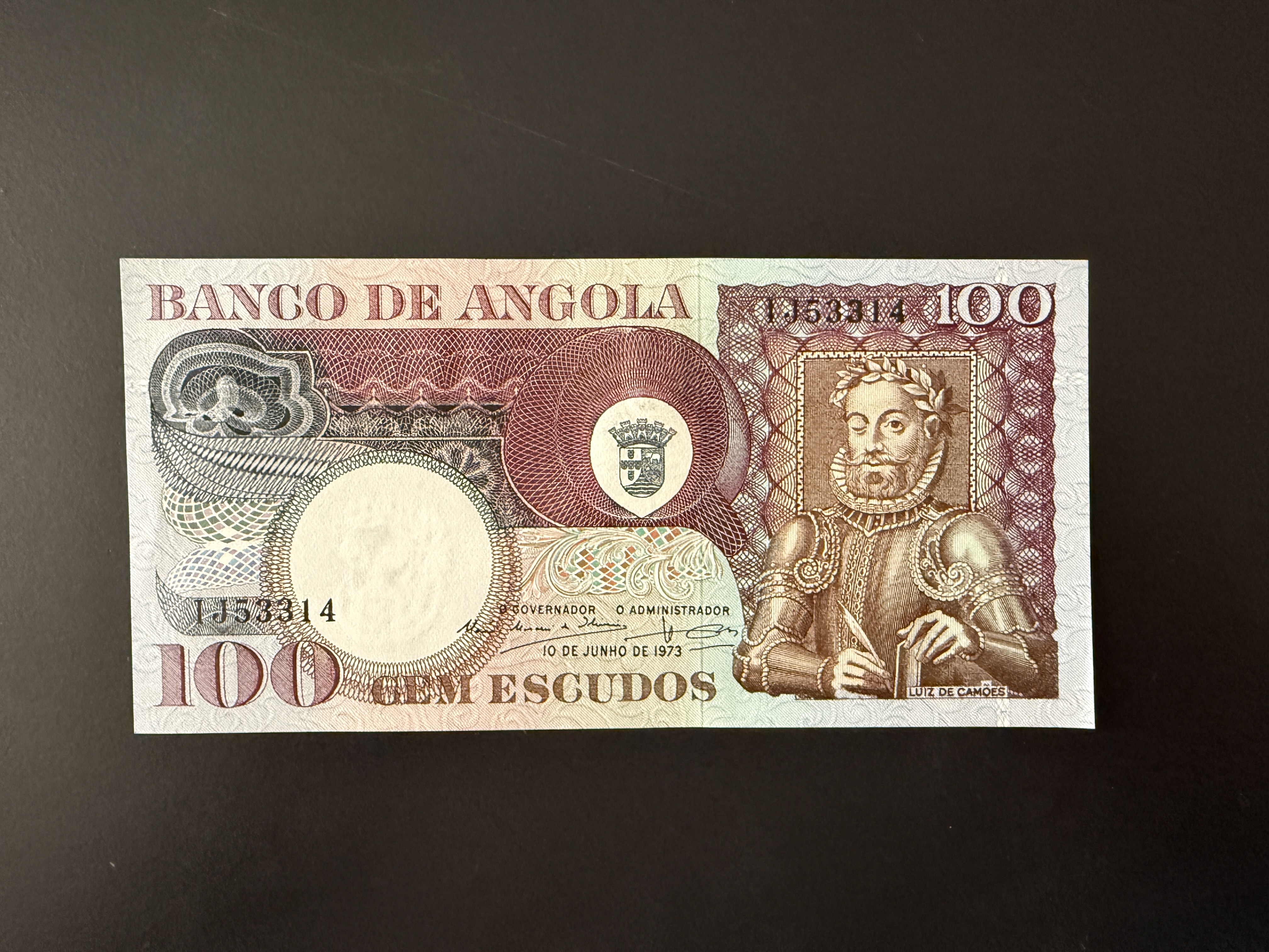Angola 100 Escudos Luiz de Camões 1973 (P.106) UNC