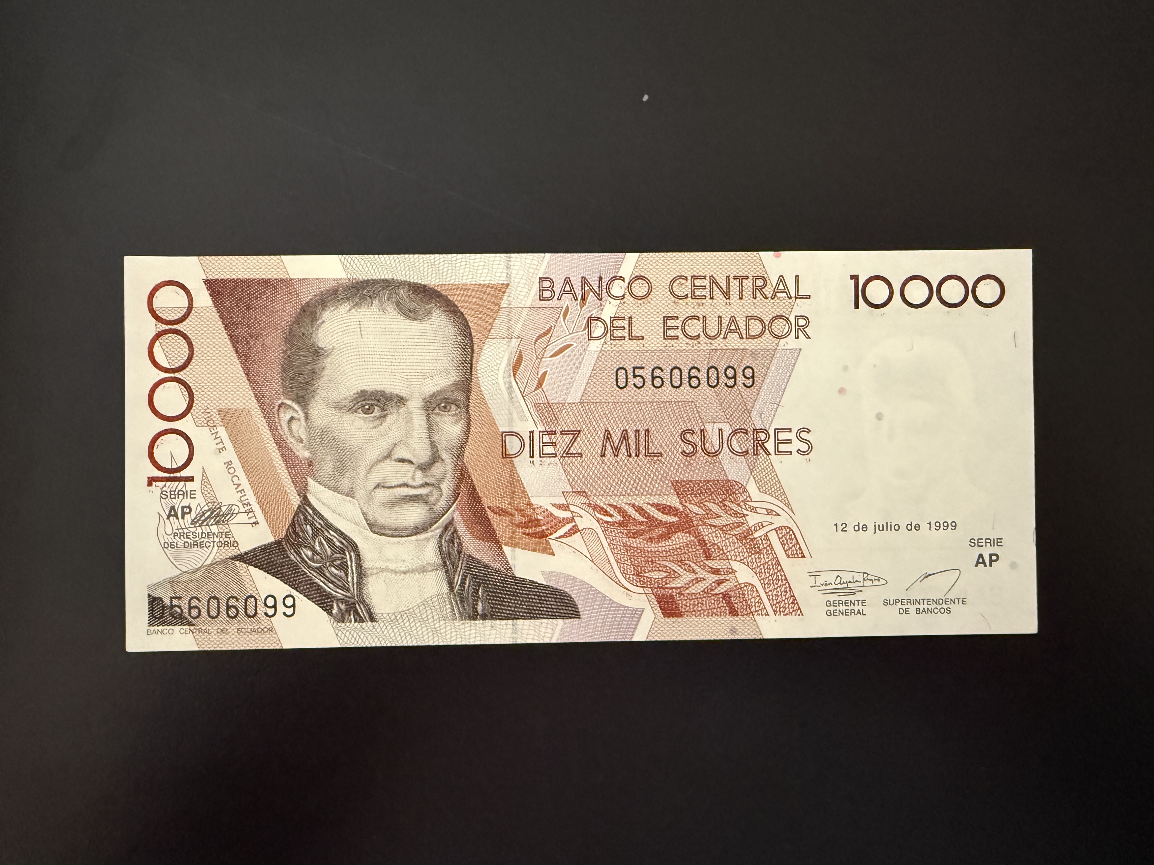 Ecuador 10000 Sucres Vicente Rocafuerte 1999 (P.127e) AP Series UNC