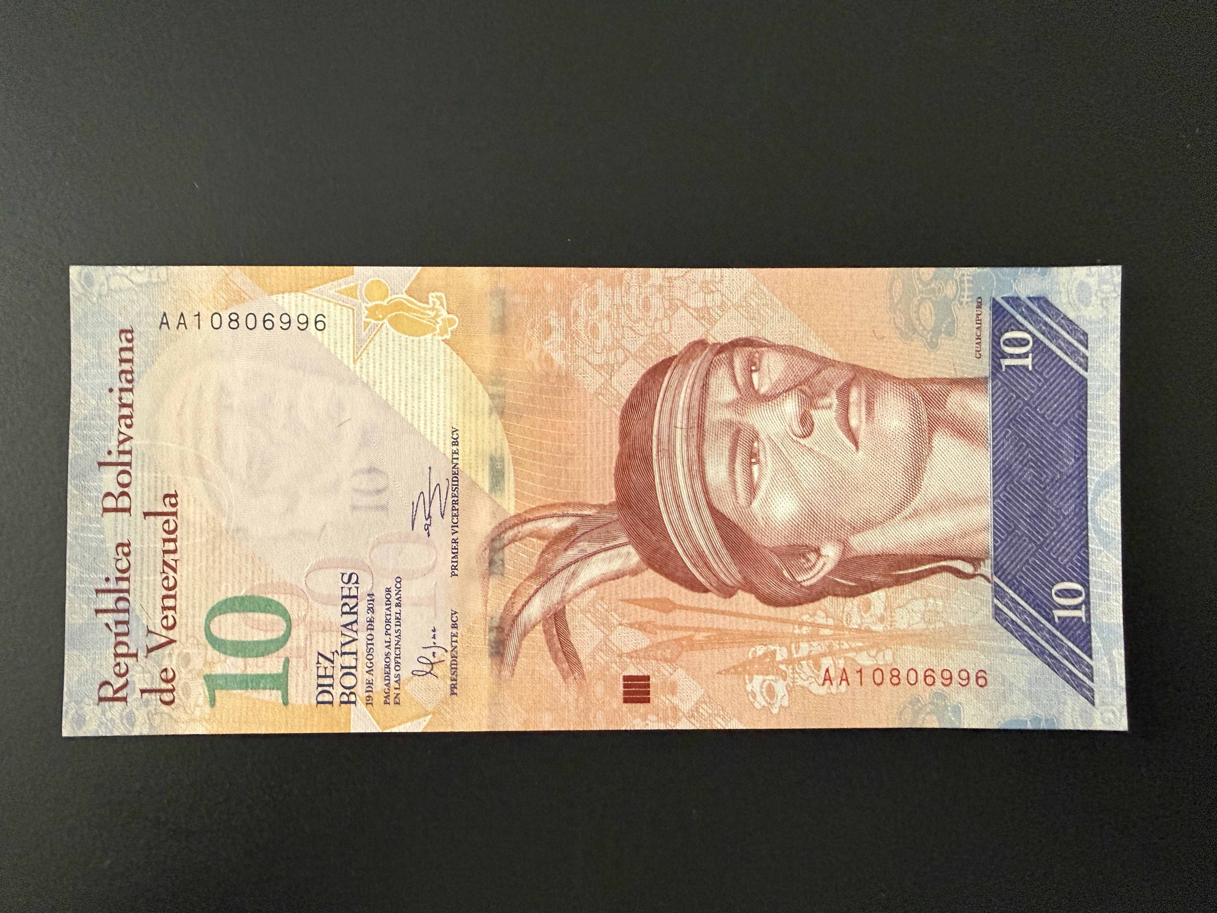 VENEZUELA 10 Bolivares 19.9.2014 (P.90) UNC