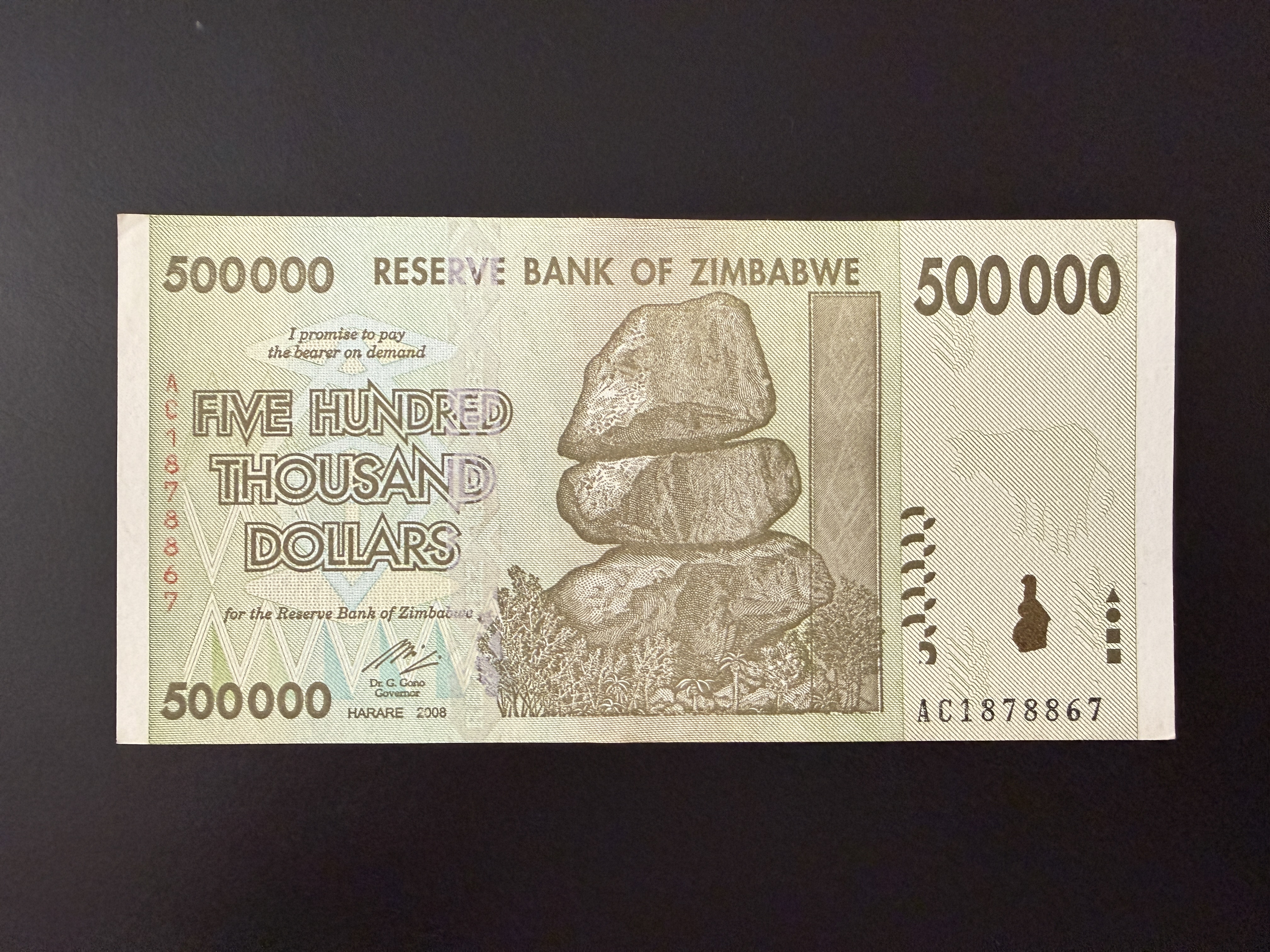 Zimbabwe 500.000 Dollars 2008 (P.76) aUNC