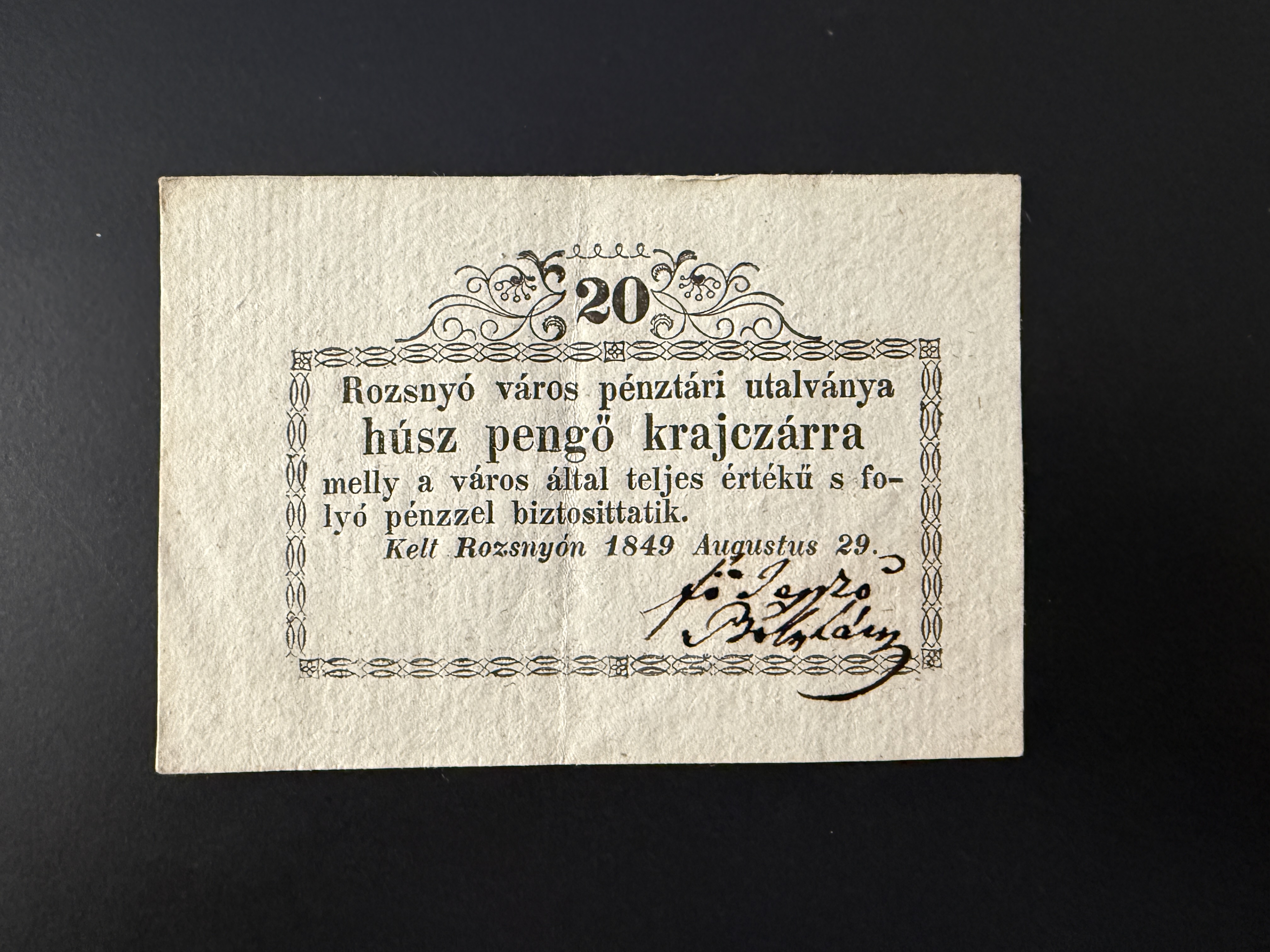 20 krajcár Rozsnyó 1849 EF