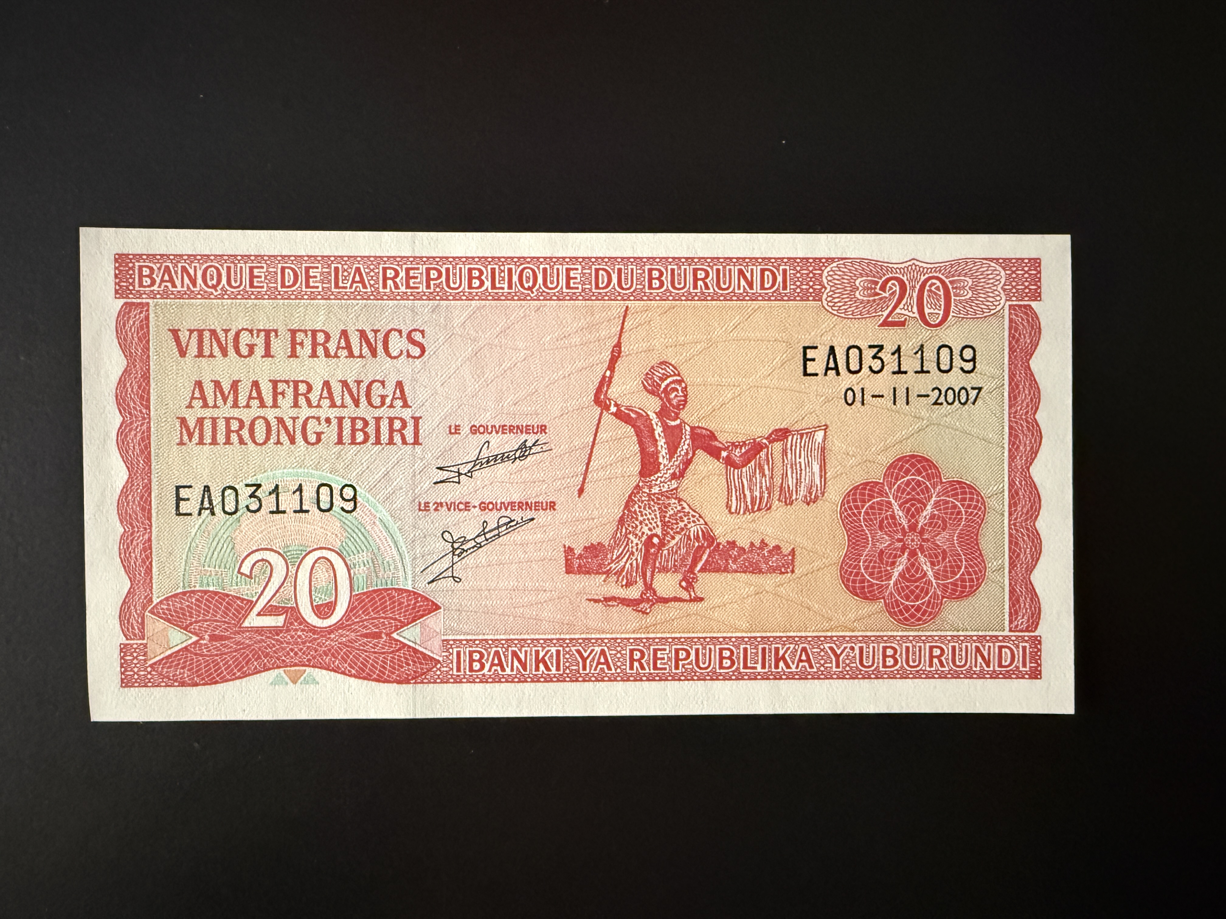 BURUNDI 20 Francs 1.11.2007 (P.27) UNC