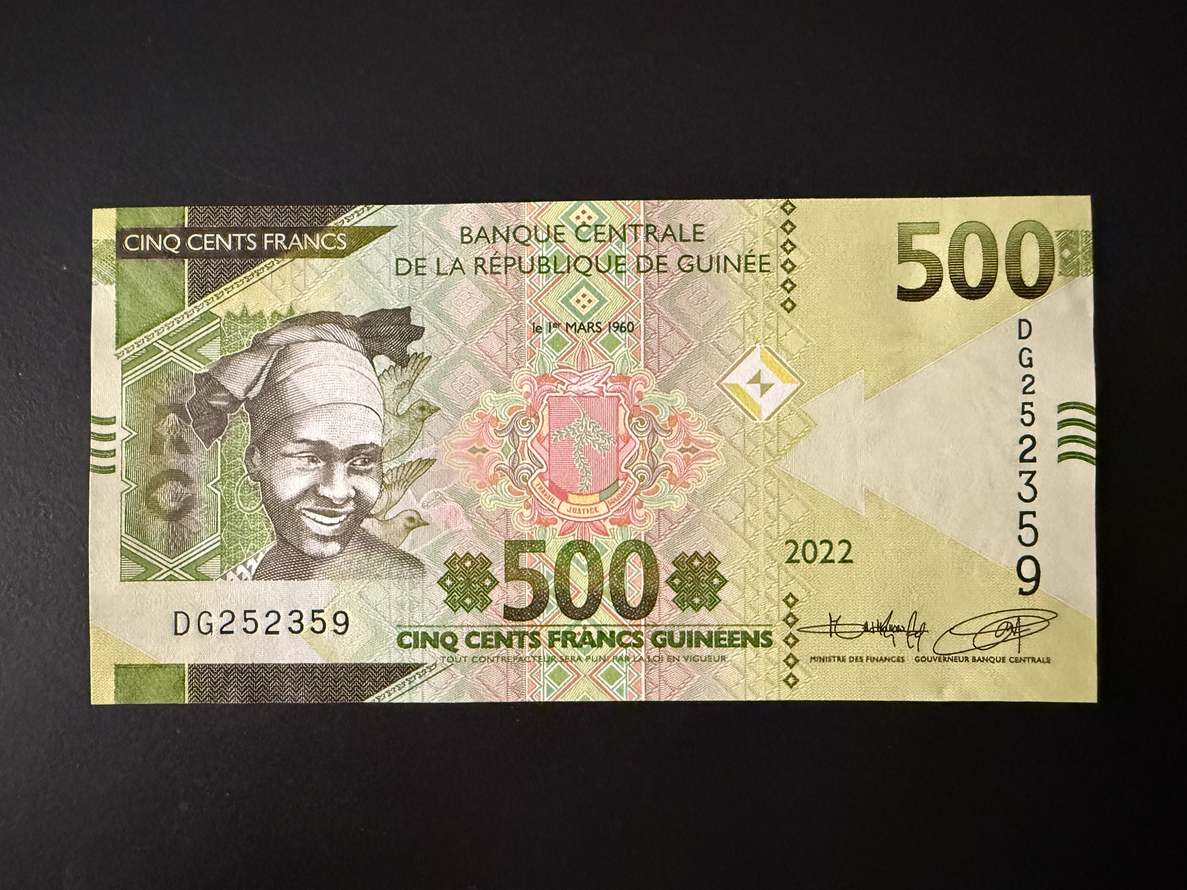 GUINEA 500 Francs 2022 (P.51b) UNC