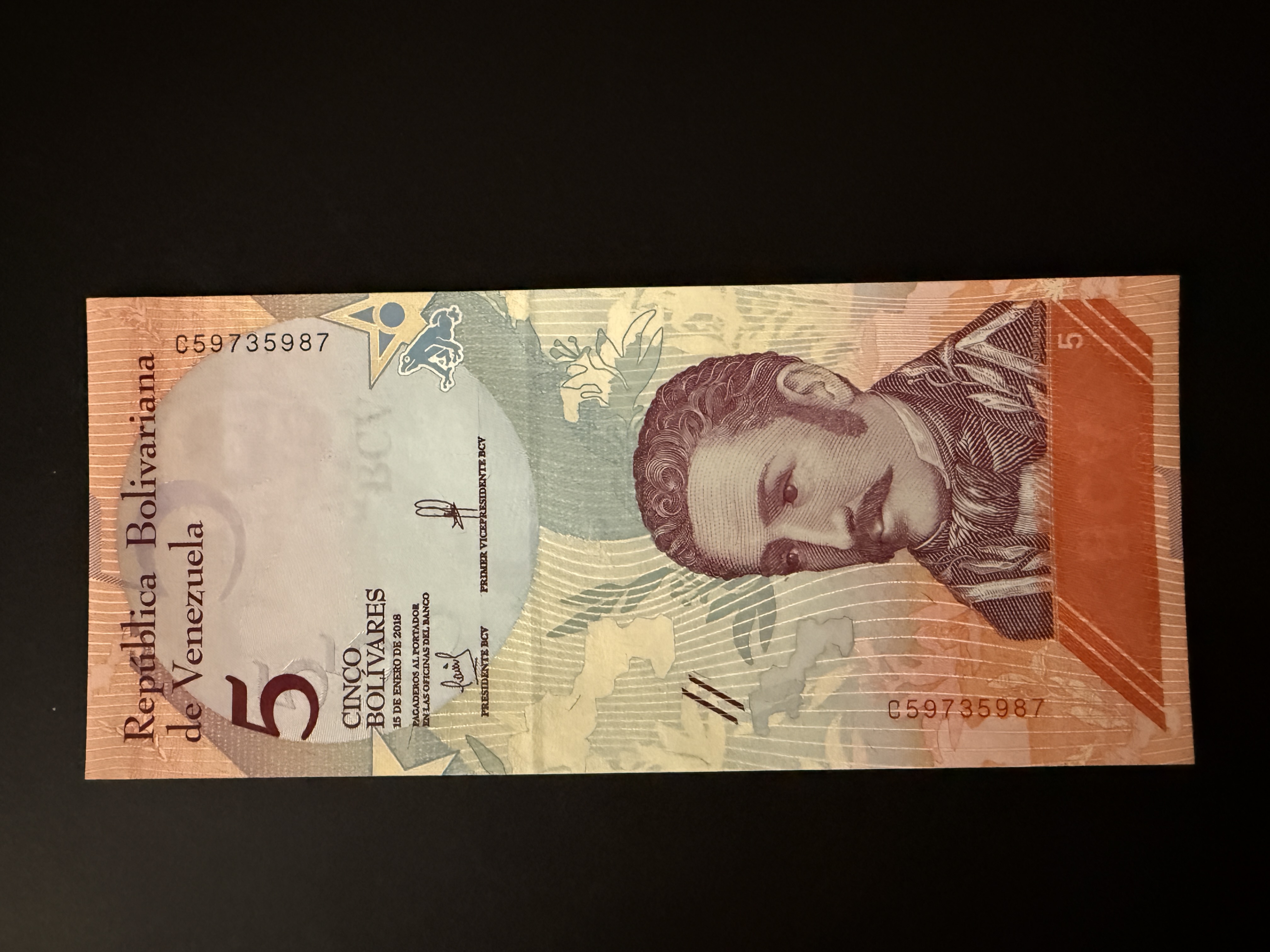 VENEZUELA 5 Bolivares 15.1.2018 (P.102) UNC