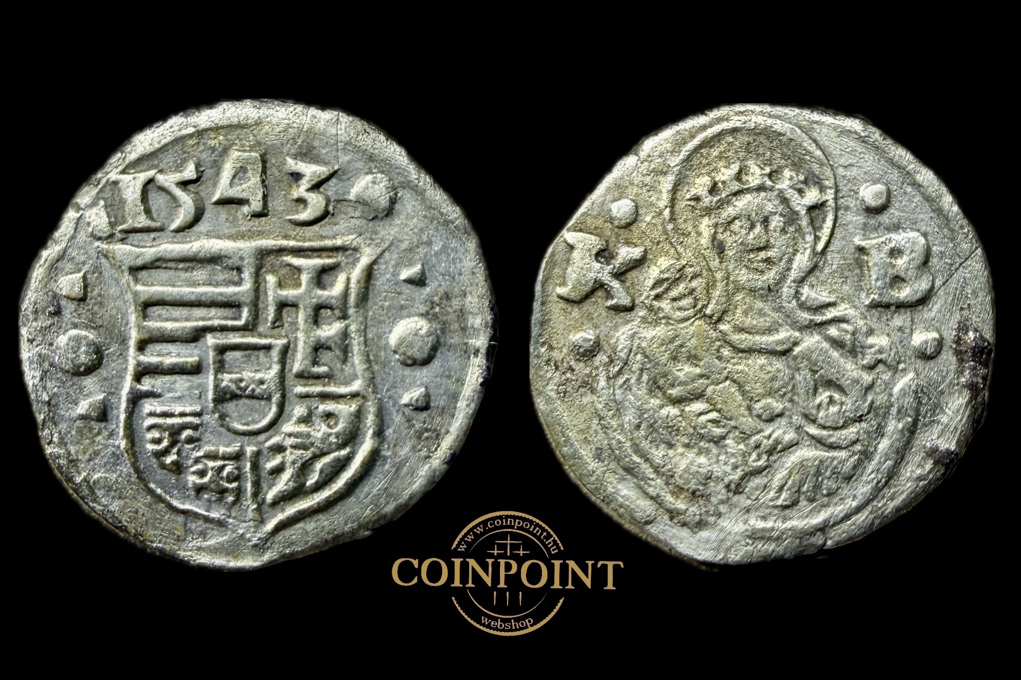 I. Ferdinánd 1543 K-B  Obolus RR! (ék sziglák)