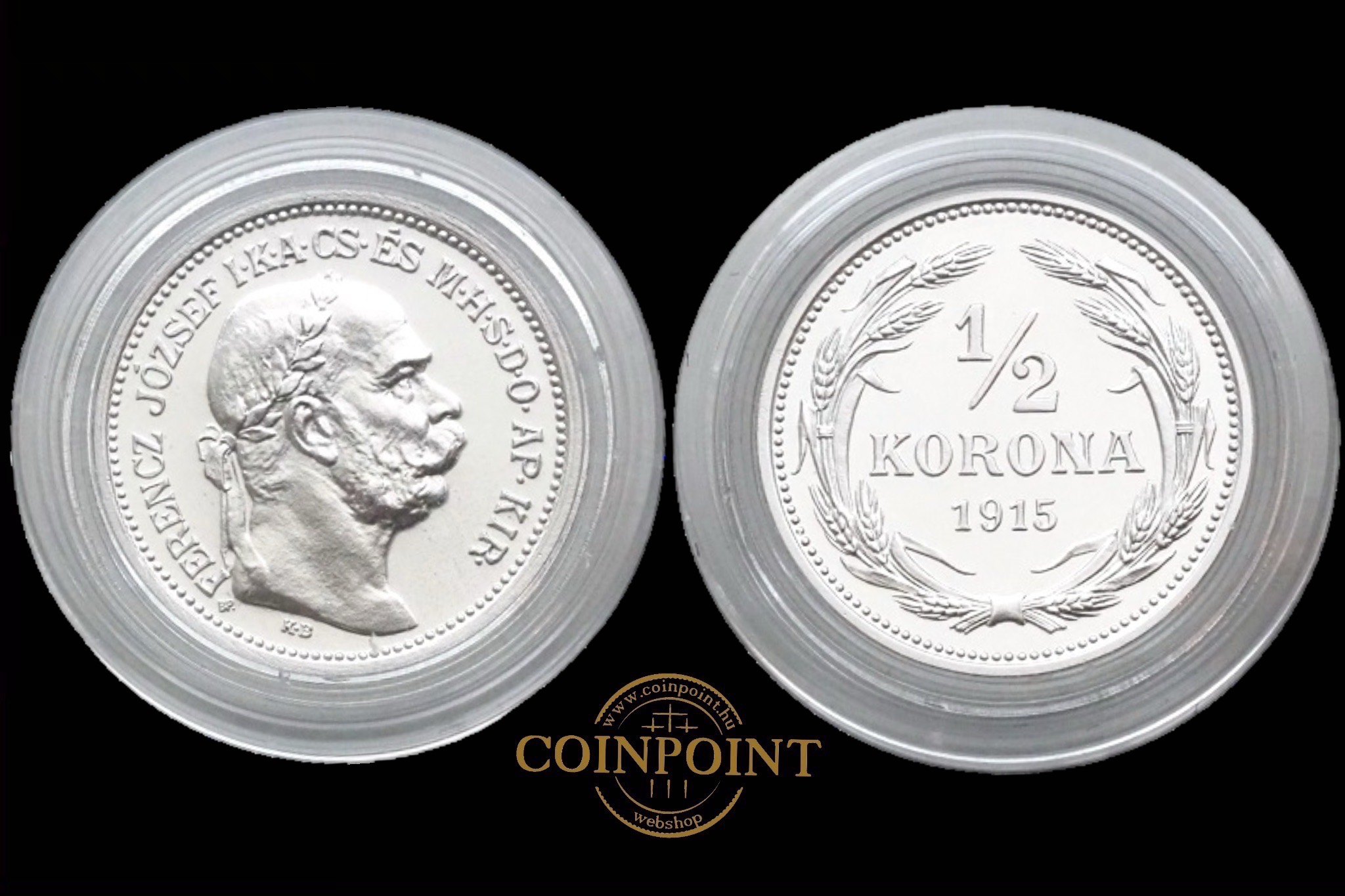 Ferenc József 1/2 Korona 1915 UNC (próbaveret UV) Adamo KE4