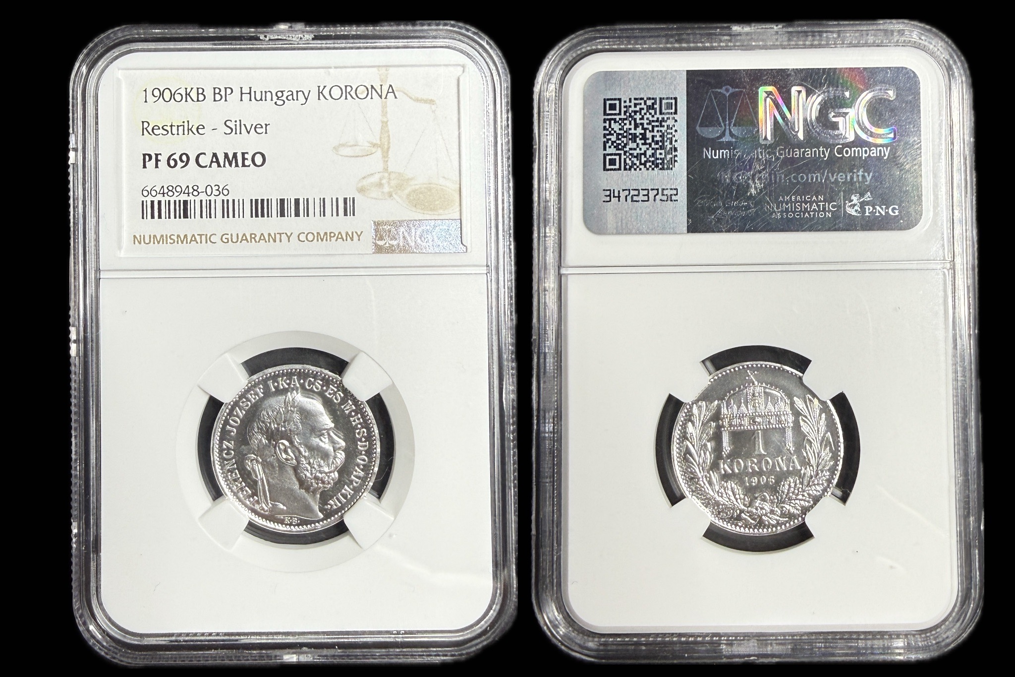 Ferenc József 1 Korona 1906 UNC UV CAMEO! 