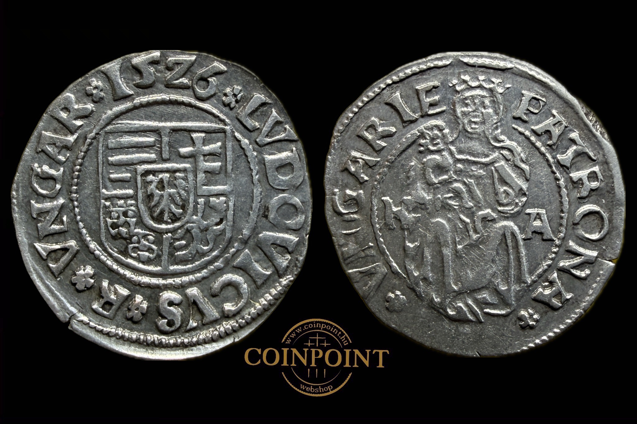 II.Lajos 1526 K-A Dénár ÉH-673 (Mohácsi csata)