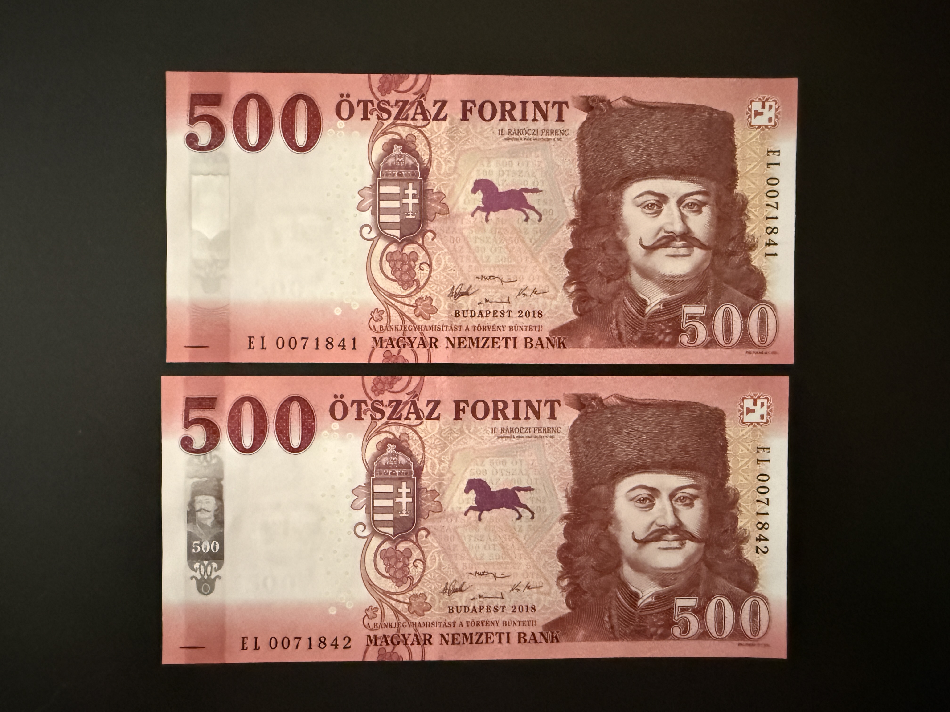 500 Forint UNC 2018 sorszámkövető 2db EL Adamo F60.10