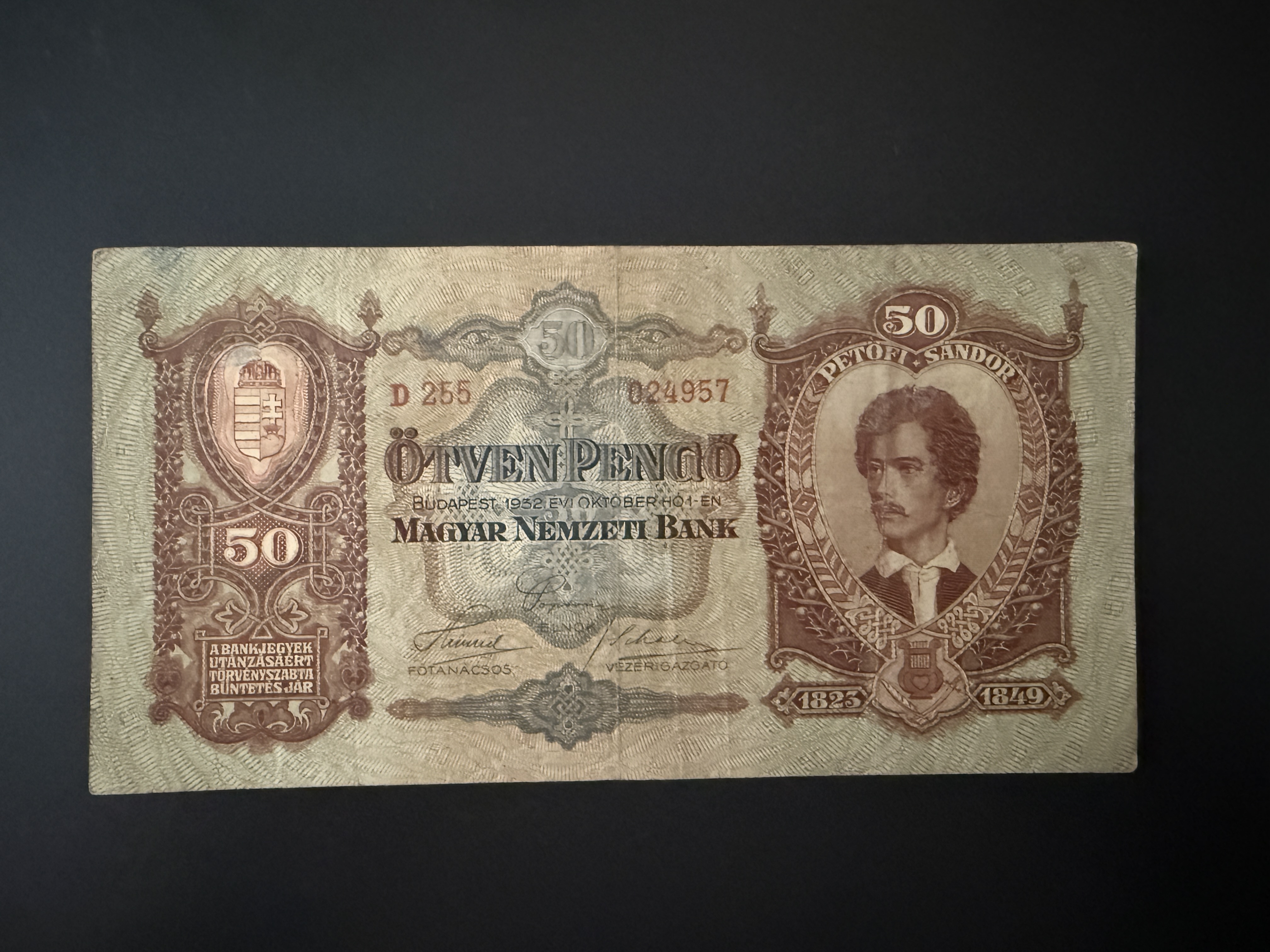 Ötven Pengő (1932D) Adamo P14 VF 