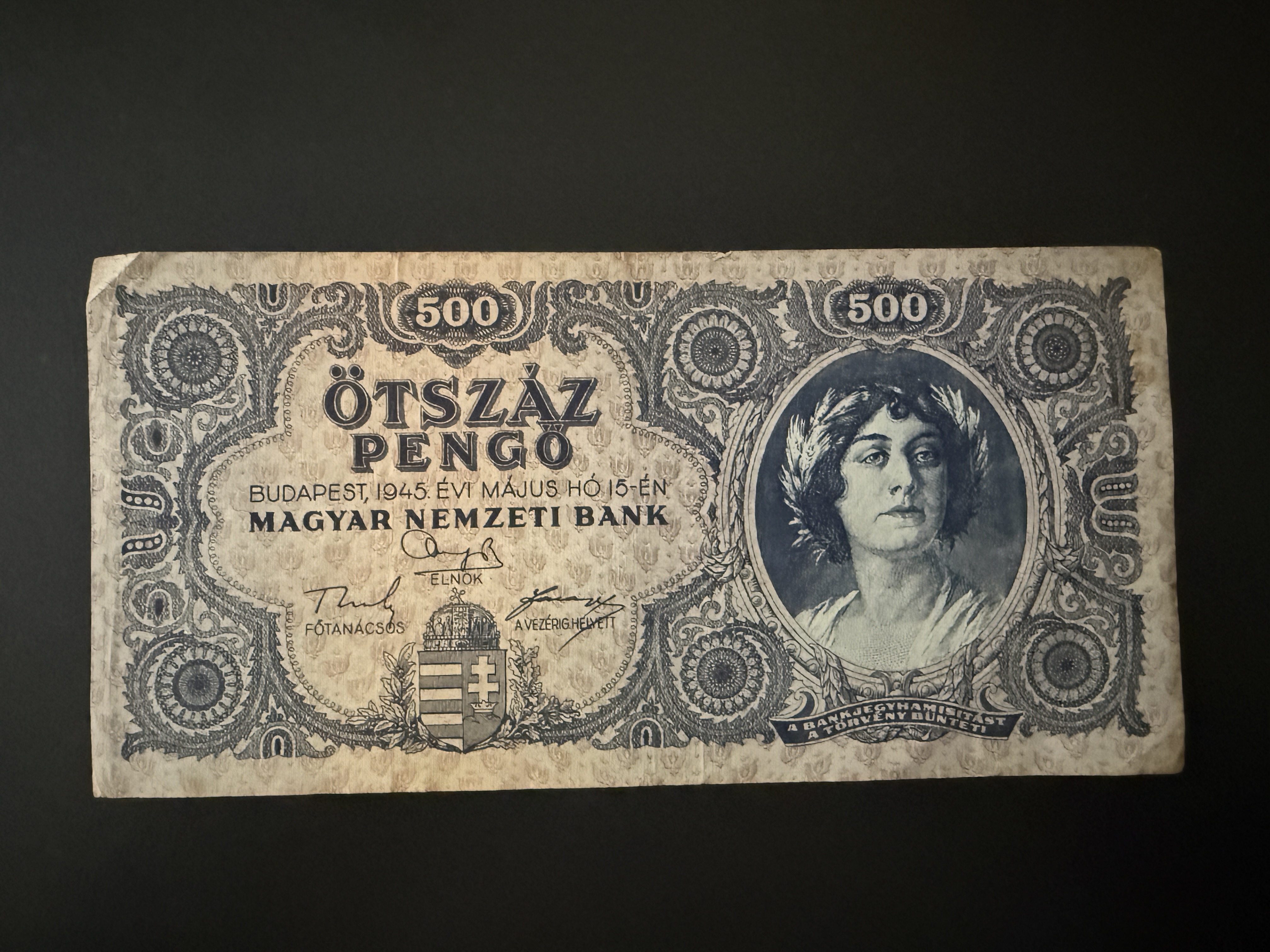 Ötszáz Pengő (1945K) Adamo P19 VF 