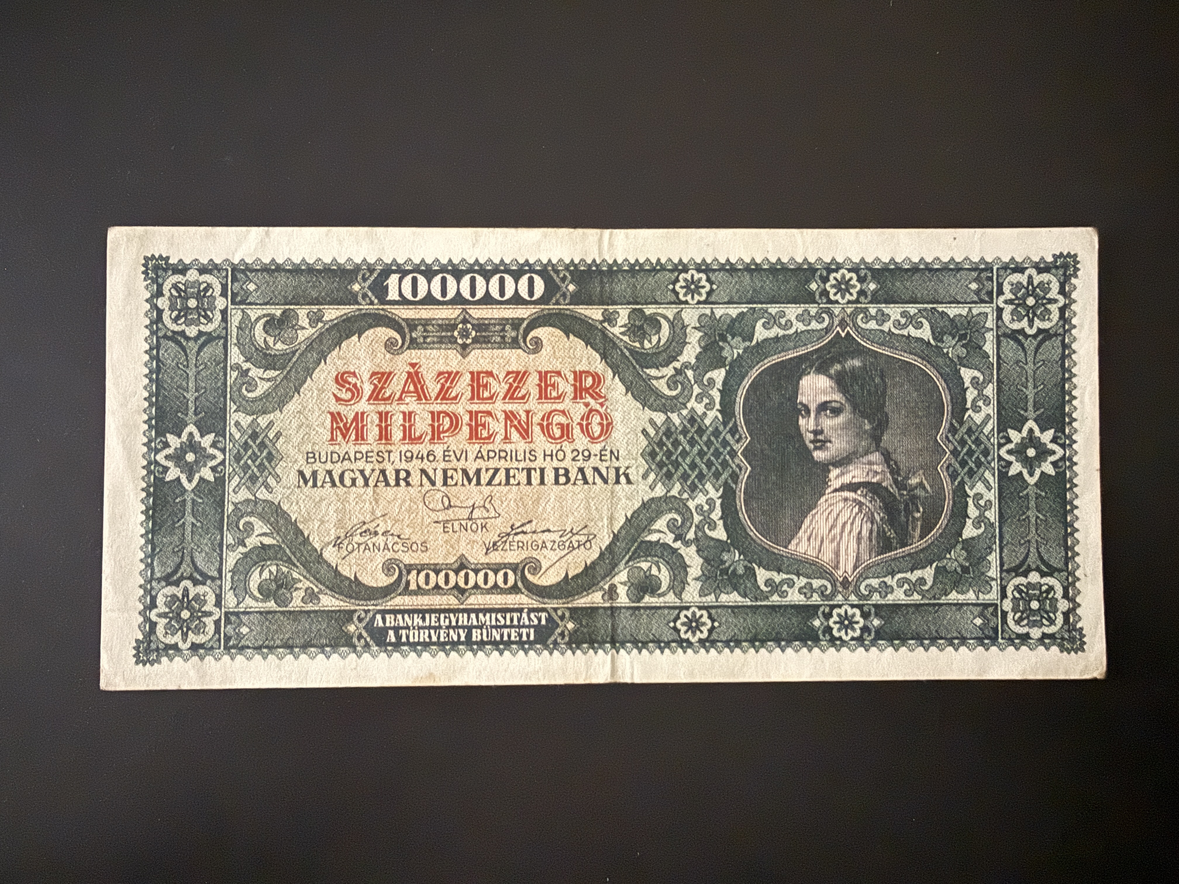 Százezer Milpengő (1946B) EF Adamo P30